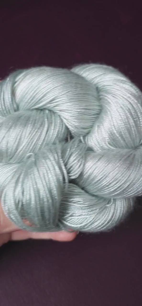Heavenly Gray, hand dyed vegan yarn, soft yarn, fingering / DK weight knitting yarn, tencel OR bamboo yarn, shiny crochet thread,