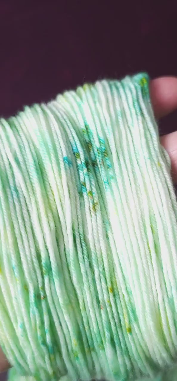 Pastel Sea Foam ~ hand dyed merino singles yarn, gifts for knitters, gold lurex sock yarn, colorful knitting supplies, merino crochet yarn