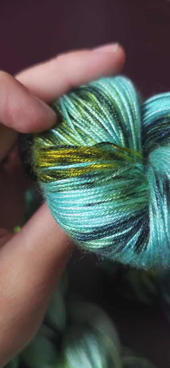 Hand dyed vegan yarn ~ Fade Set ~ Electric Mermaid ~ shiny tencel yarn, soft bamboo yarn, hand painted mercerized cotton, fingering DK weigt