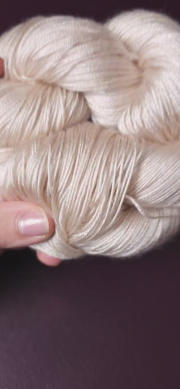 Barely Peach, hand dyed vegan yarn, soft yarn, fingering / DK weight knitting yarn, tencel OR bamboo yarn, shiny crochet thread,