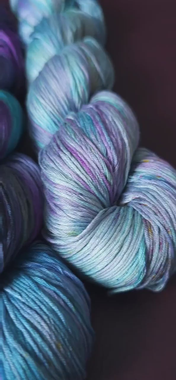 Lucky Dip Trio, Hand Dyed Vegan Yarn Set, One Of A Kind, mercerized cotton fingering Weight Yarn, Hand Painted Plant Based Crochet Thread, K