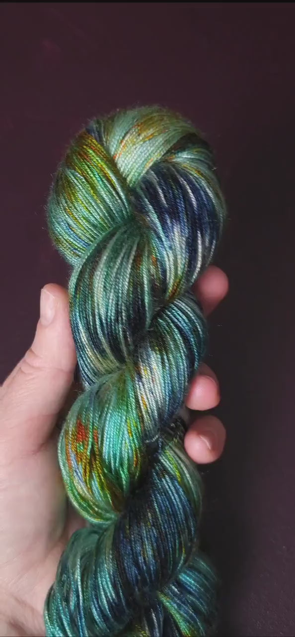 Quiet Pond, Hand dyed vegan yarn, gradient yarn, fingering / DK weight knitting yarn, tencel OR bamboo yarn, shiny crochet thread,