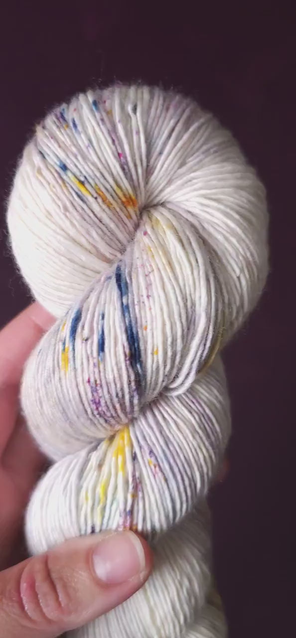 Icy Rocks, hand dyed merino singles yarn, gifts for knitters, gold lurex sock yarn, colorful knitting supplies, merino crochet yarn