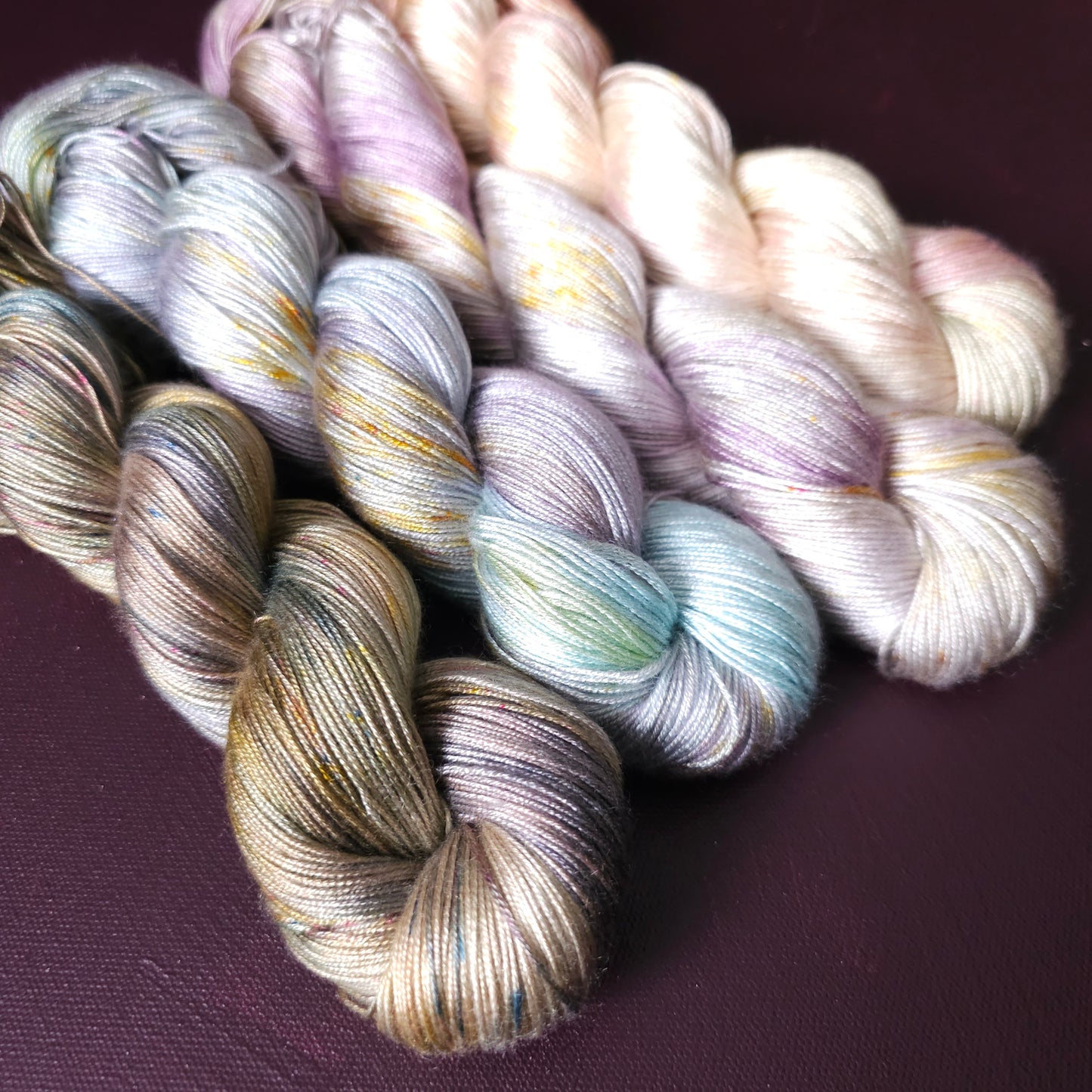 Lucky Dip Hand Dyed Vegan Yarn Fade Set, One Of A Kind Knitting Yarn, Fingering Weight Tencel Yarn,