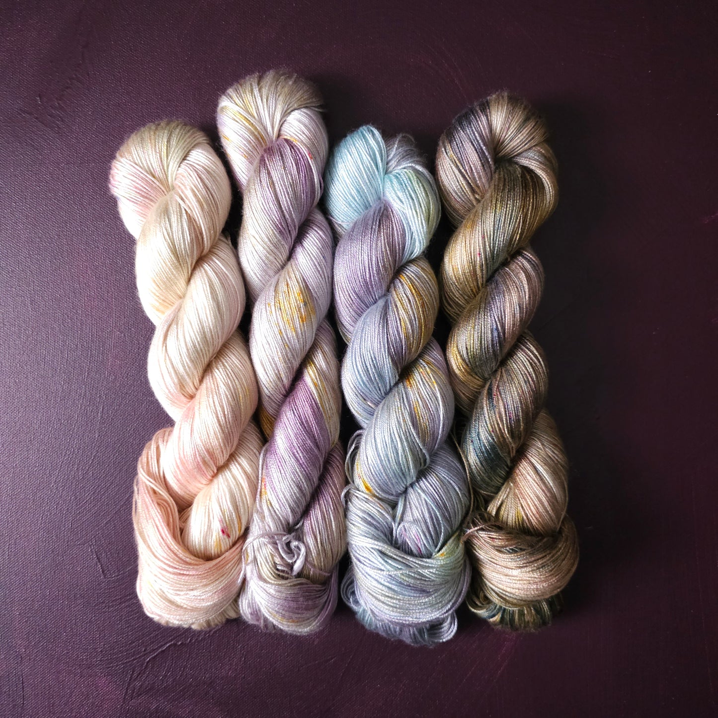 Lucky Dip Hand Dyed Vegan Yarn Fade Set, One Of A Kind Knitting Yarn, Fingering Weight Tencel Yarn,