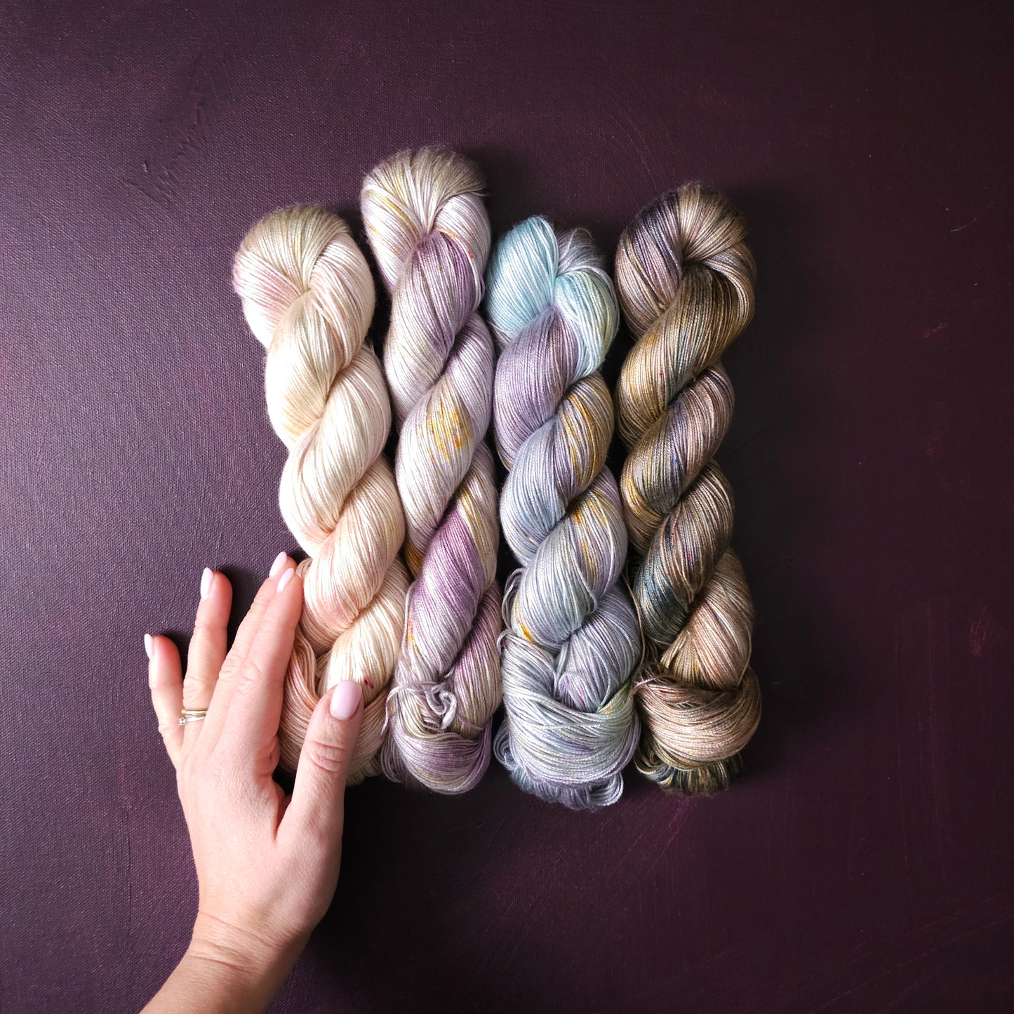 Lucky Dip Hand Dyed Vegan Yarn Fade Set, One Of A Kind Knitting Yarn, Fingering Weight Tencel Yarn,