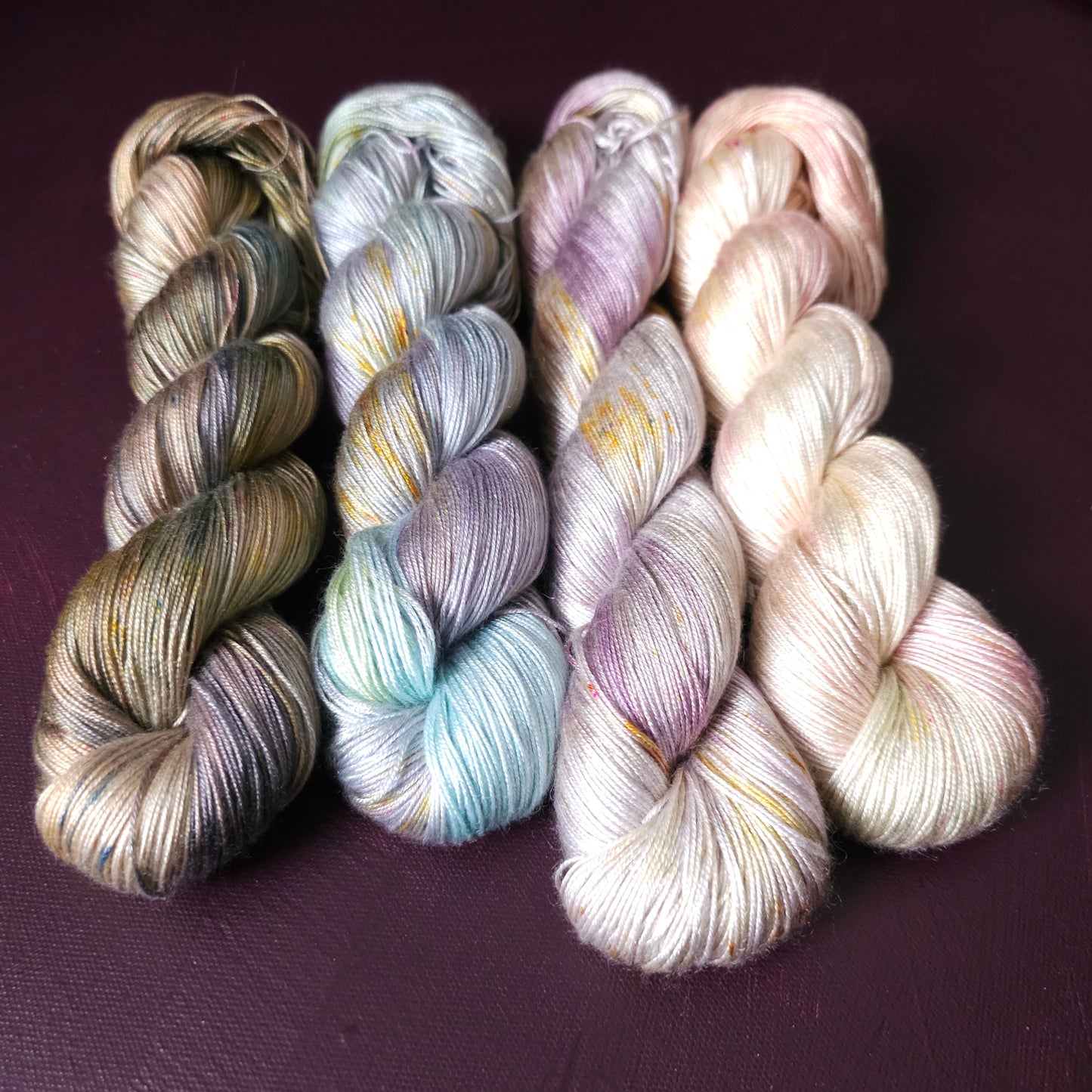 Lucky Dip Hand Dyed Vegan Yarn Fade Set, One Of A Kind Knitting Yarn, Fingering Weight Tencel Yarn,
