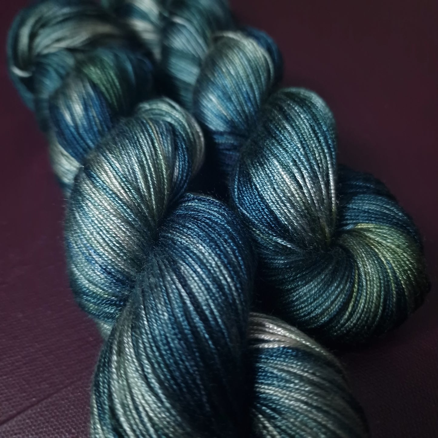 Hand dyed yarn ~ Ocean Eyes ~ fingering weight tencel yarn, hand painted, indie dyed, gift for knitter