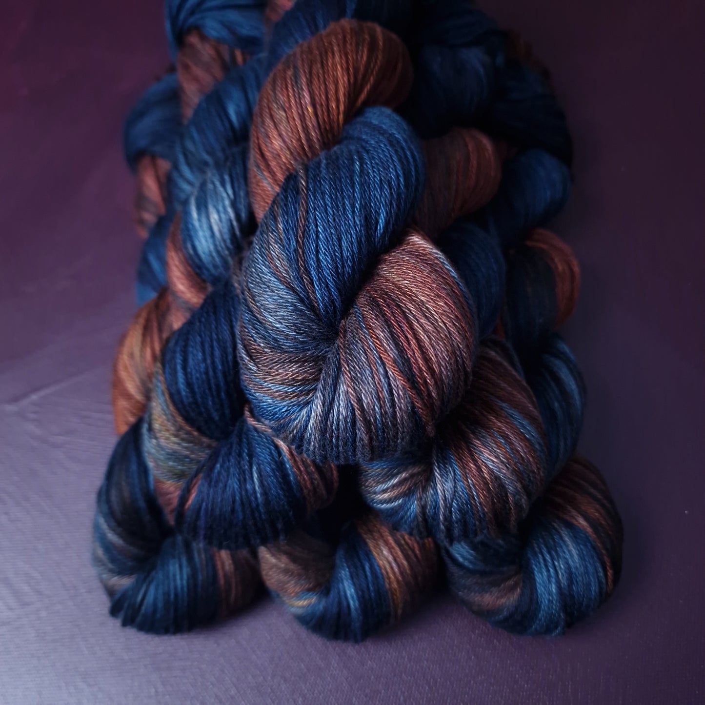 Hand dyed yarn ~ Moody Sunset ~ mercerized cotton yarn, vegan, hand painted, indie dyed