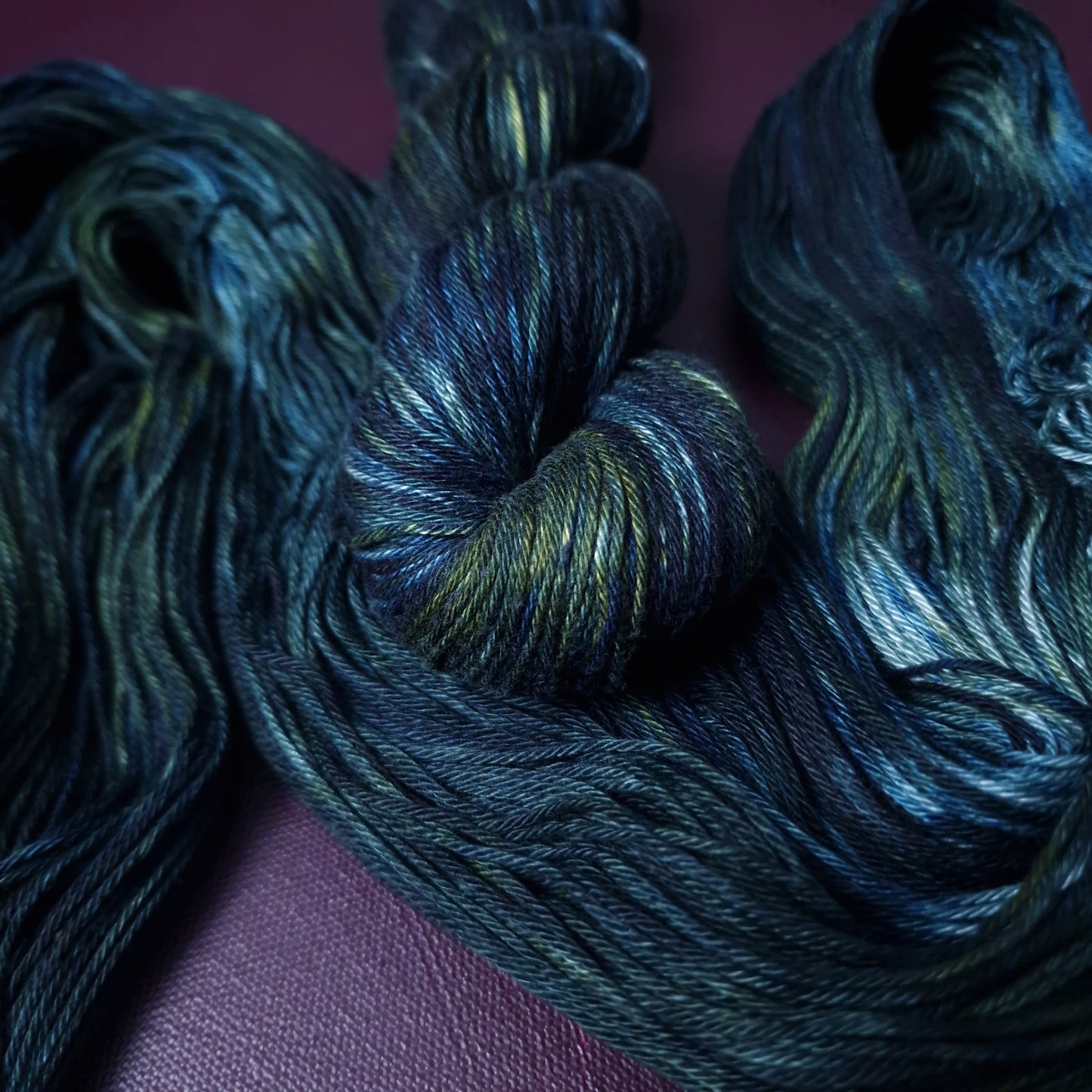Hand dyed yarn ~ Starry Night ~ mercerized cotton yarn, vegan, hand painted, indie dyed