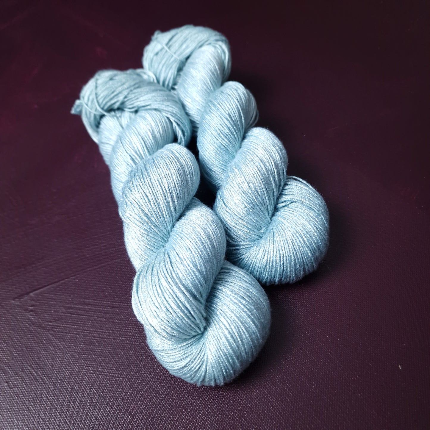 Hand dyed yarn ~  Pale Aqua ***Dyed to order ~ fingering / DK weight tencel OR bamboo yarn, vegan, hand painted