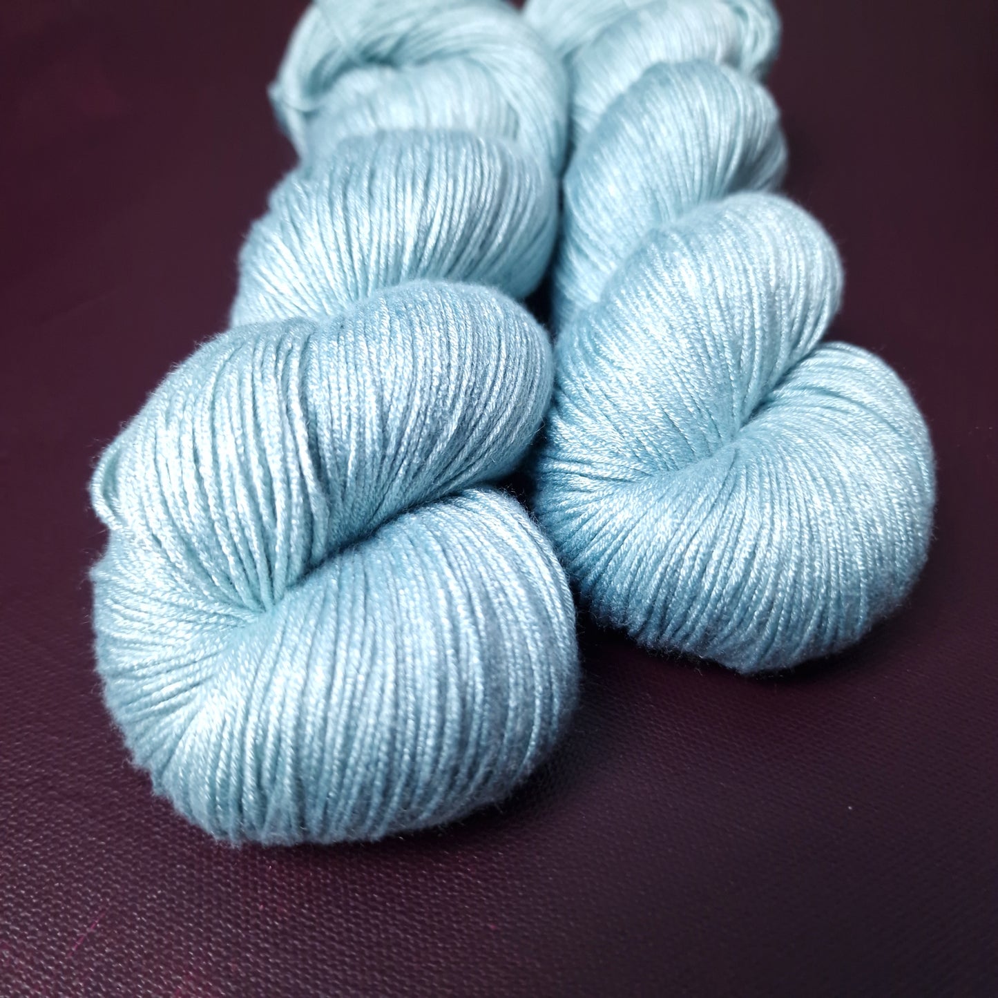 Hand dyed yarn ~  Pale Aqua ***Dyed to order ~ fingering / DK weight tencel OR bamboo yarn, vegan, hand painted