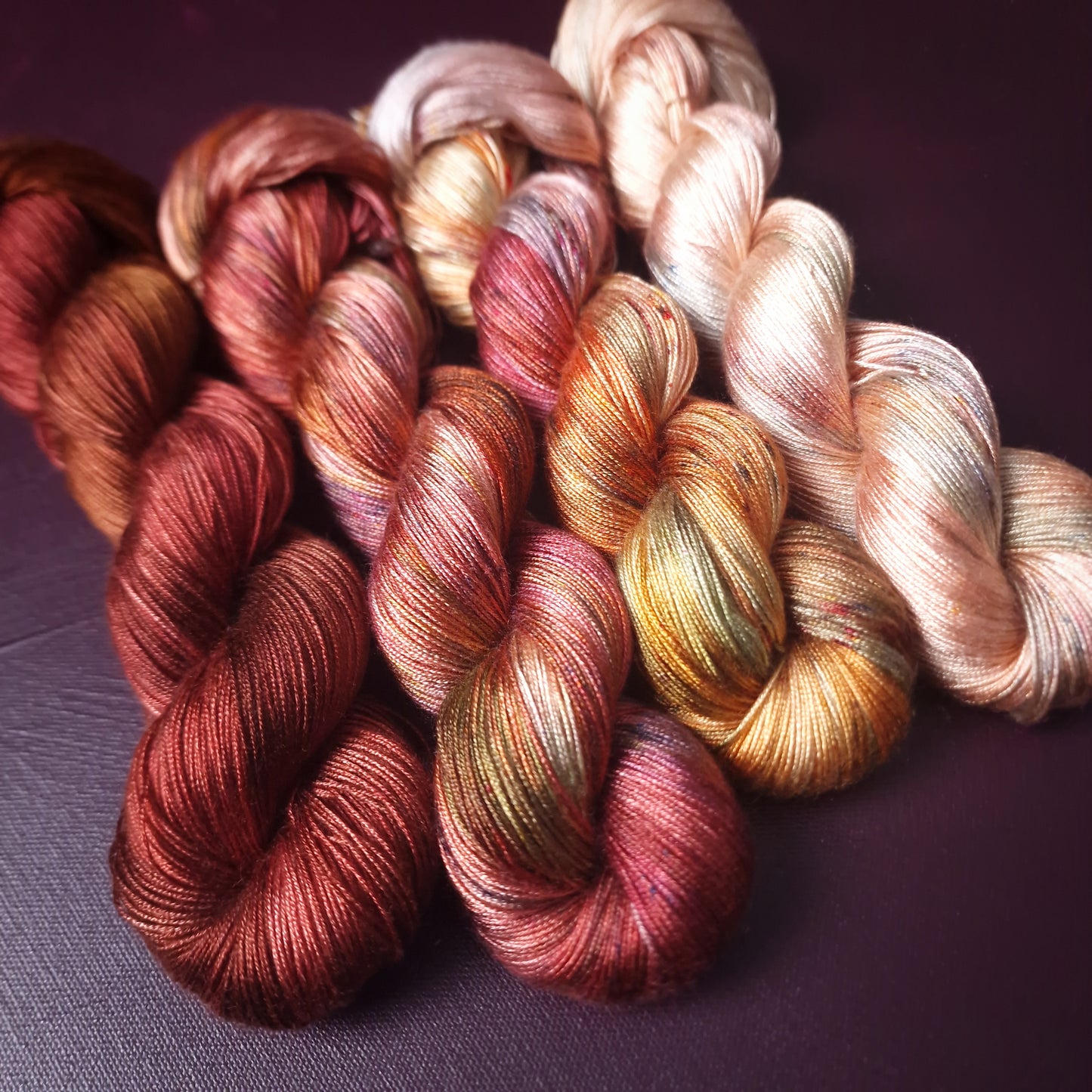 Hand dyed yarn ~ Fade Set*** Dyed to order ~ Sun Kissed~ tencel yarn, bamboo yarn, vegan, hand painted, fingering, DK