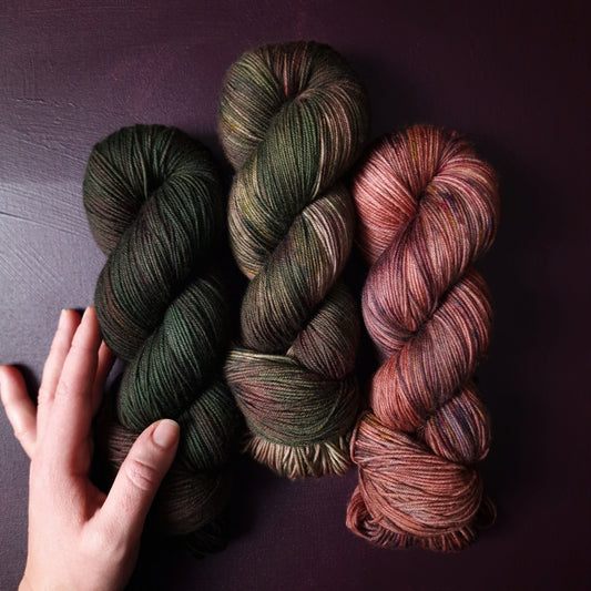 Hand dyed yarn Set ~ Woodland Stories ***Dyed to order ~ Sock, Merino Singles, DK, Aran, Mohair Silk
