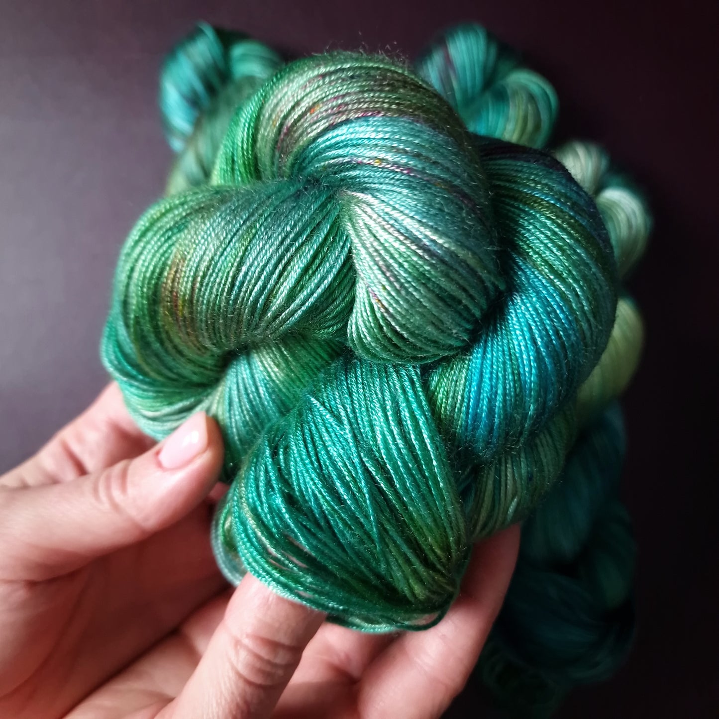Hand dyed yarn ~ Glacier Peacock *** Dyed to order ~ fingering / DK weight tencel OR bamboo yarn, vegan, hand painted
