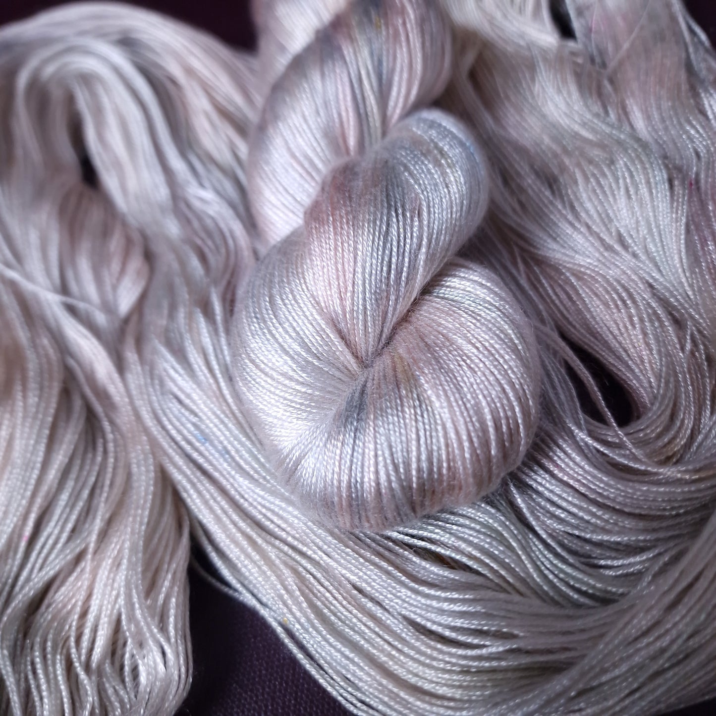 Hand dyed yarn ~ Marshmallow Cloud *** Dyed to order ~ fingering / DK weight tencel OR bamboo yarn, vegan, hand painted