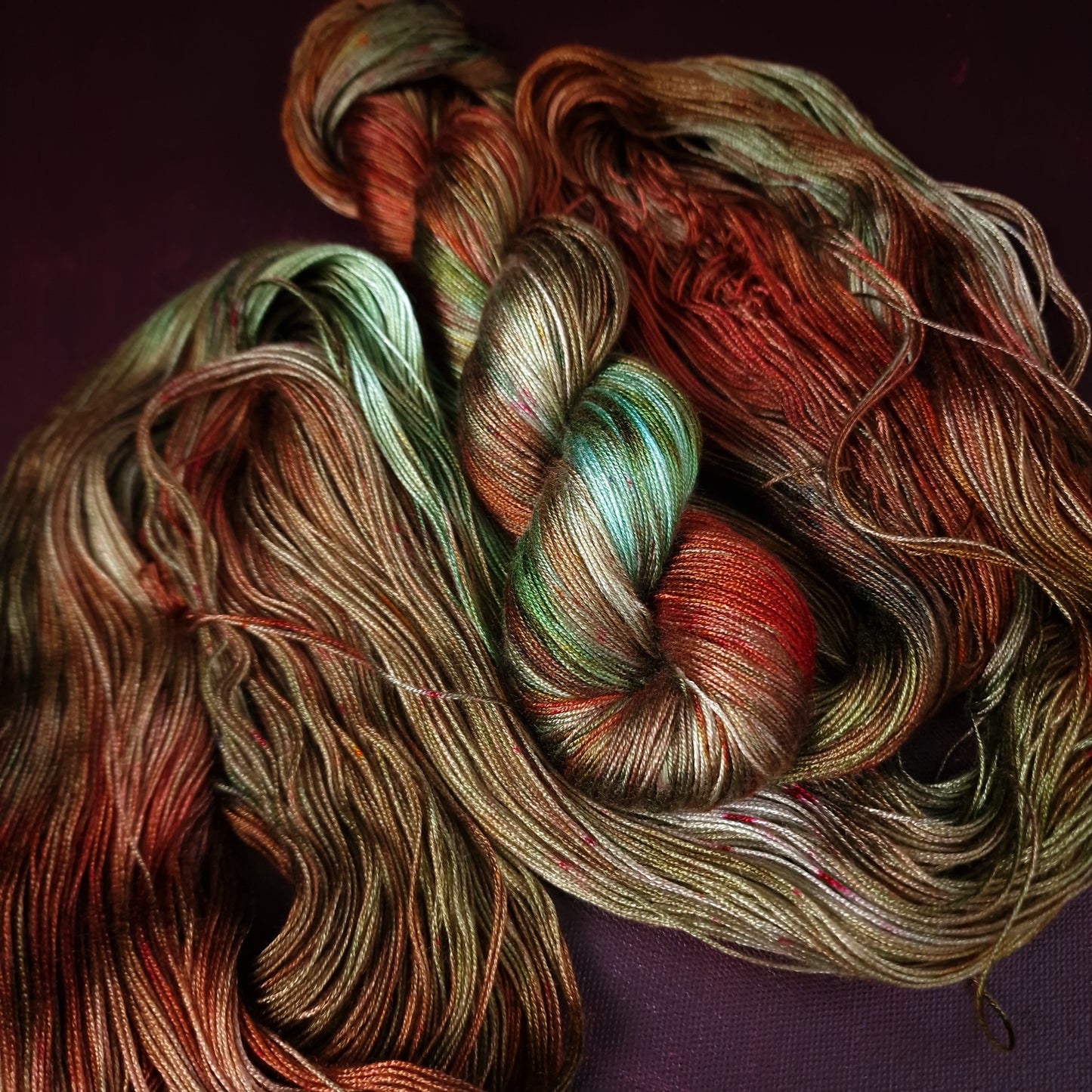 Hand dyed yarn ~ Tales Of A Rooster *** Dyed to order ~ fingering / DK weight tencel OR bamboo yarn, vegan, hand painted