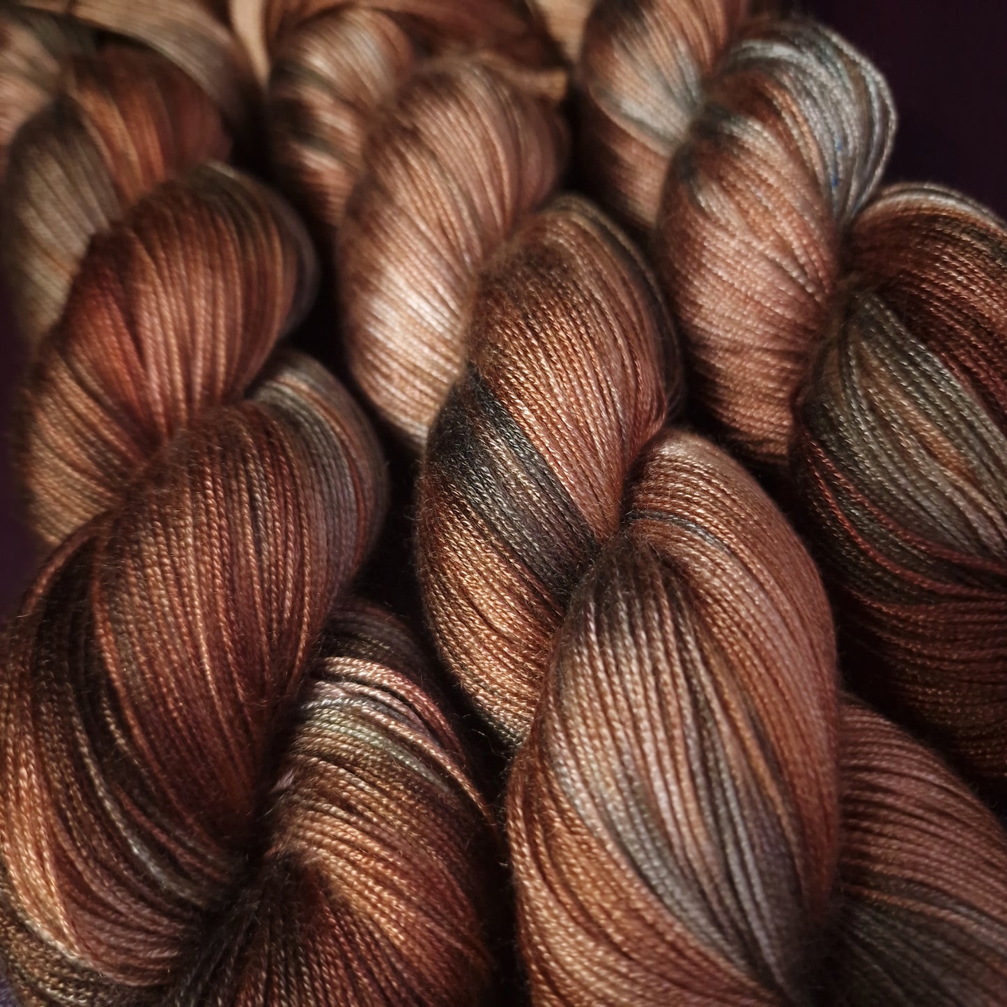 Hand dyed yarn ~ Autumn Of A Poet *** Dyed to order ~ fingering / DK weight tencel OR bamboo yarn, vegan, hand painted