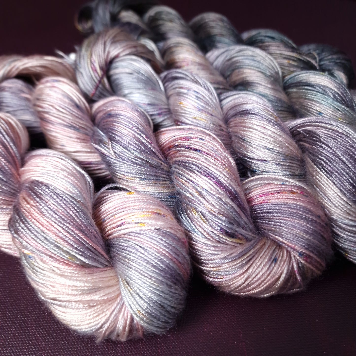 Hand dyed yarn ~ Fade Set ~ Peachy Ashes  ~ tencel DK yarn,  vegan, hand painted, DK