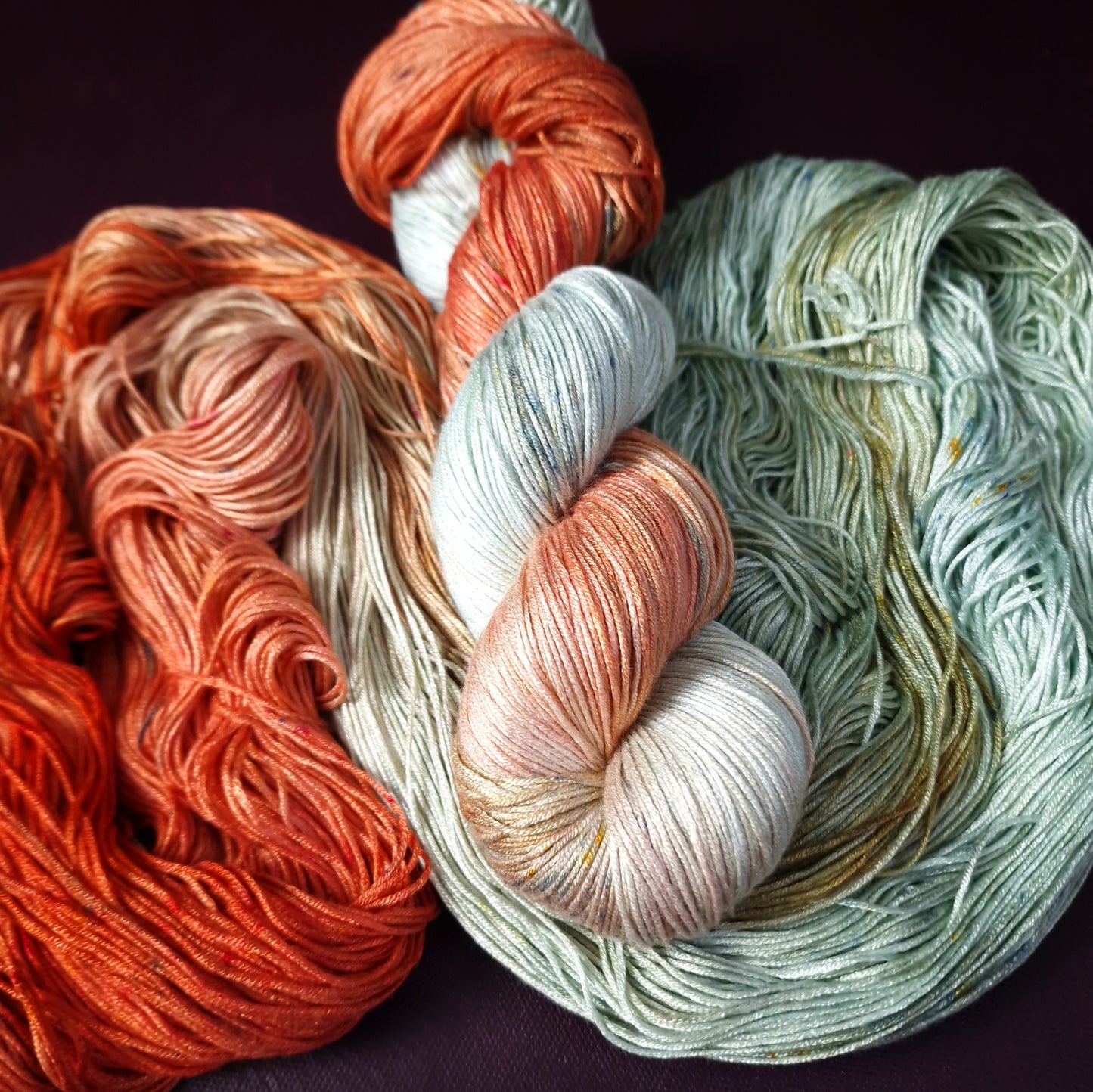 Hand dyed yarn ~ Peach On The Beach *** Dyed to order ~ fingering / DK weight tencel OR bamboo yarn, vegan, hand painted