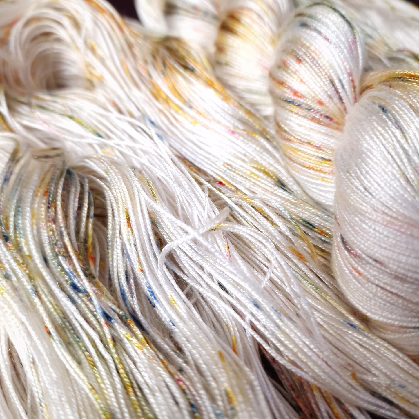 Hand dyed yarn ~ Sprinkles On The Snow *** Dyed to order ~ fingering / DK weight tencel OR bamboo yarn, vegan, hand painted