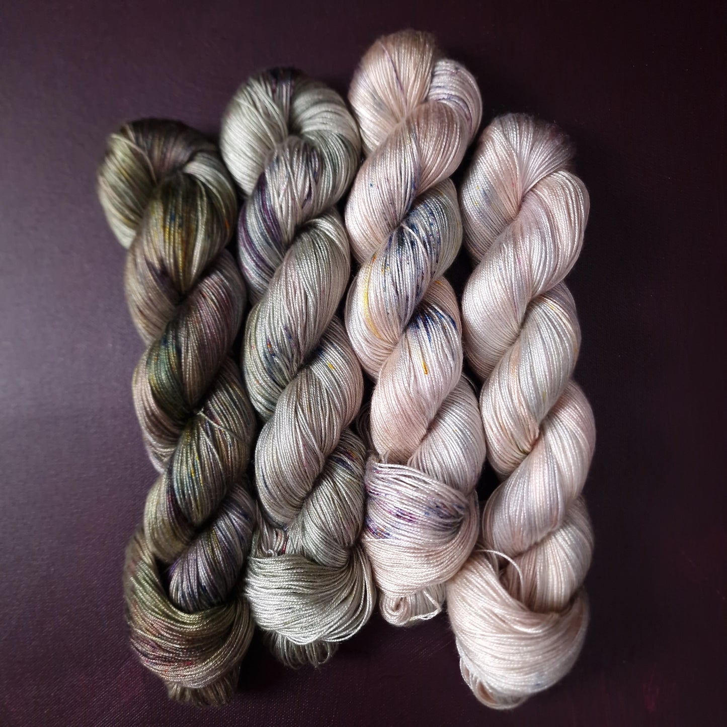 Hand dyed yarn ~ Fade Set ~ Pistachio Dream ~ tencel yarn, vegan, hand painted, fingering