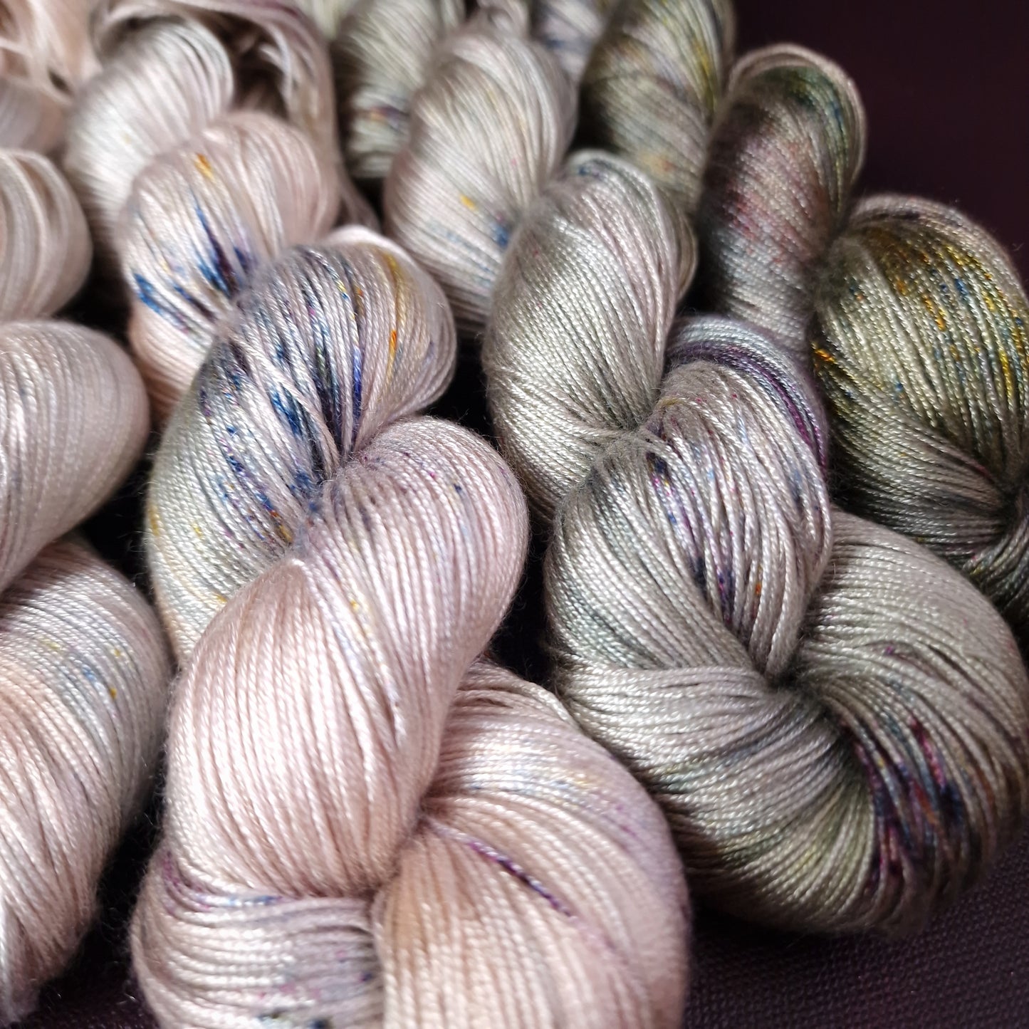 Hand dyed yarn ~ Fade Set ~ Pistachio Dream ~ tencel yarn, vegan, hand painted, fingering