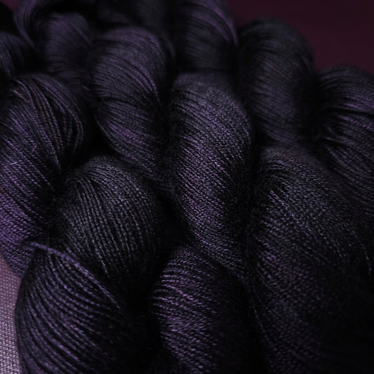 Hand dyed yarn ~ Black LavenderLavender By Night  ***Dyed to order ~ fingering / DK weight tencel OR bamboo yarn, vegan, hand painted