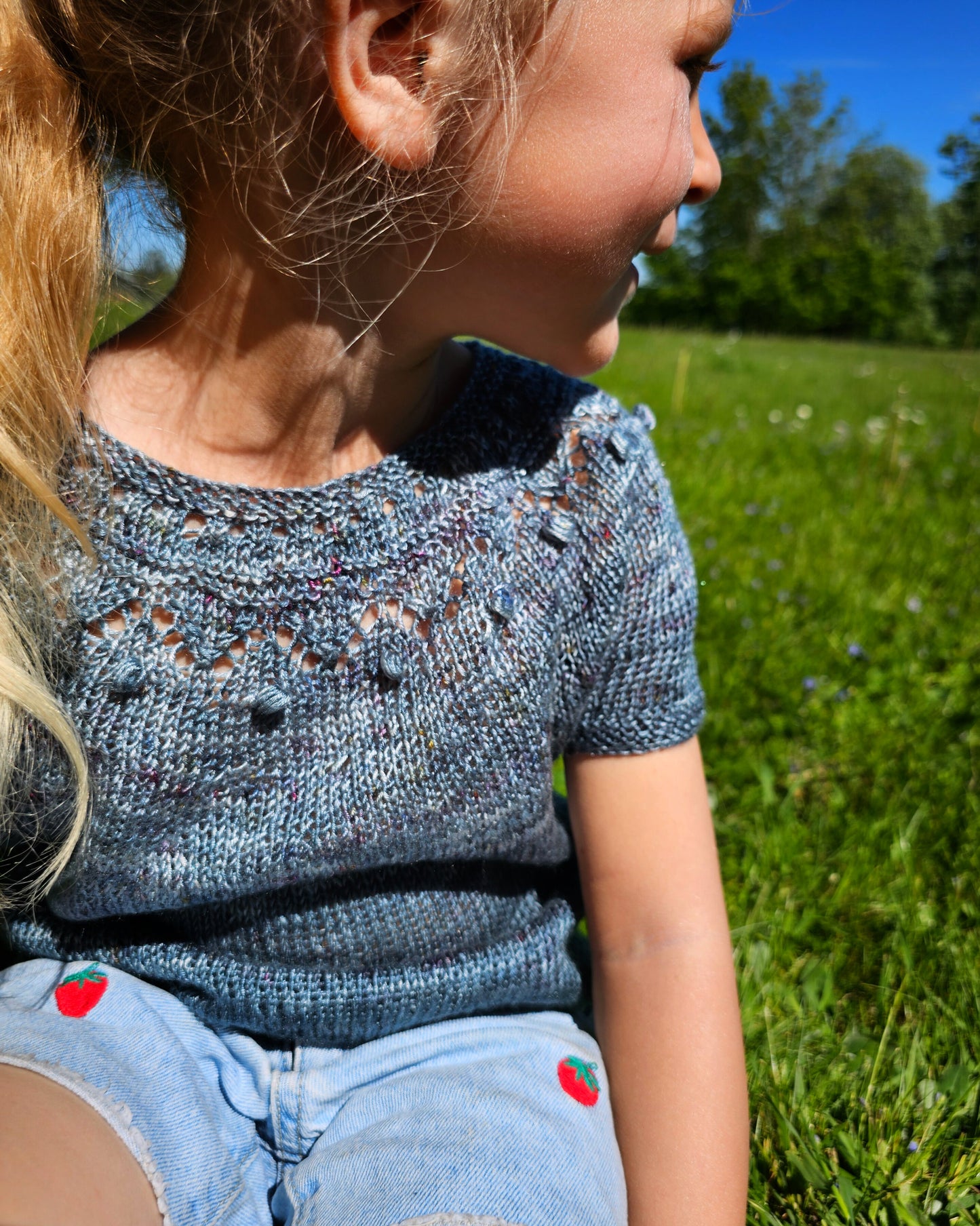 KNITTING PATTERN, Snowflake tee, Beginner Friendly Kids Knitwear Tee PDF Tutorial, Vegan Yarn Summer T-Shirt, Draped Top, Easy Sweater Shirt