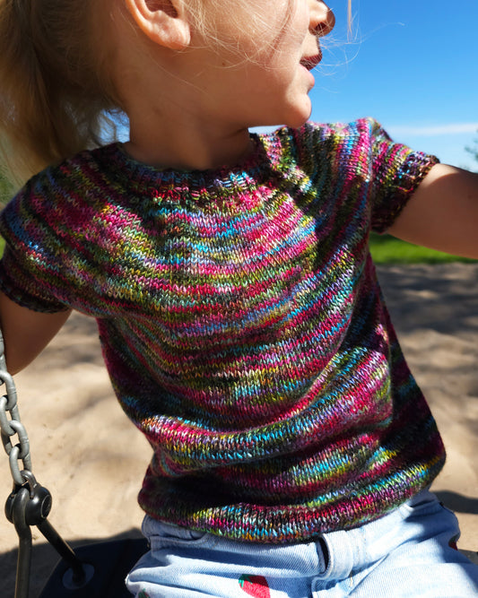 KNITTING PATTERN, Play time tee, Beginner Friendly Kids Knitwear Tee PDF Tutorial, Vegan Yarn Summer T-Shirt, Draped Top, Easy Sweater Shirt