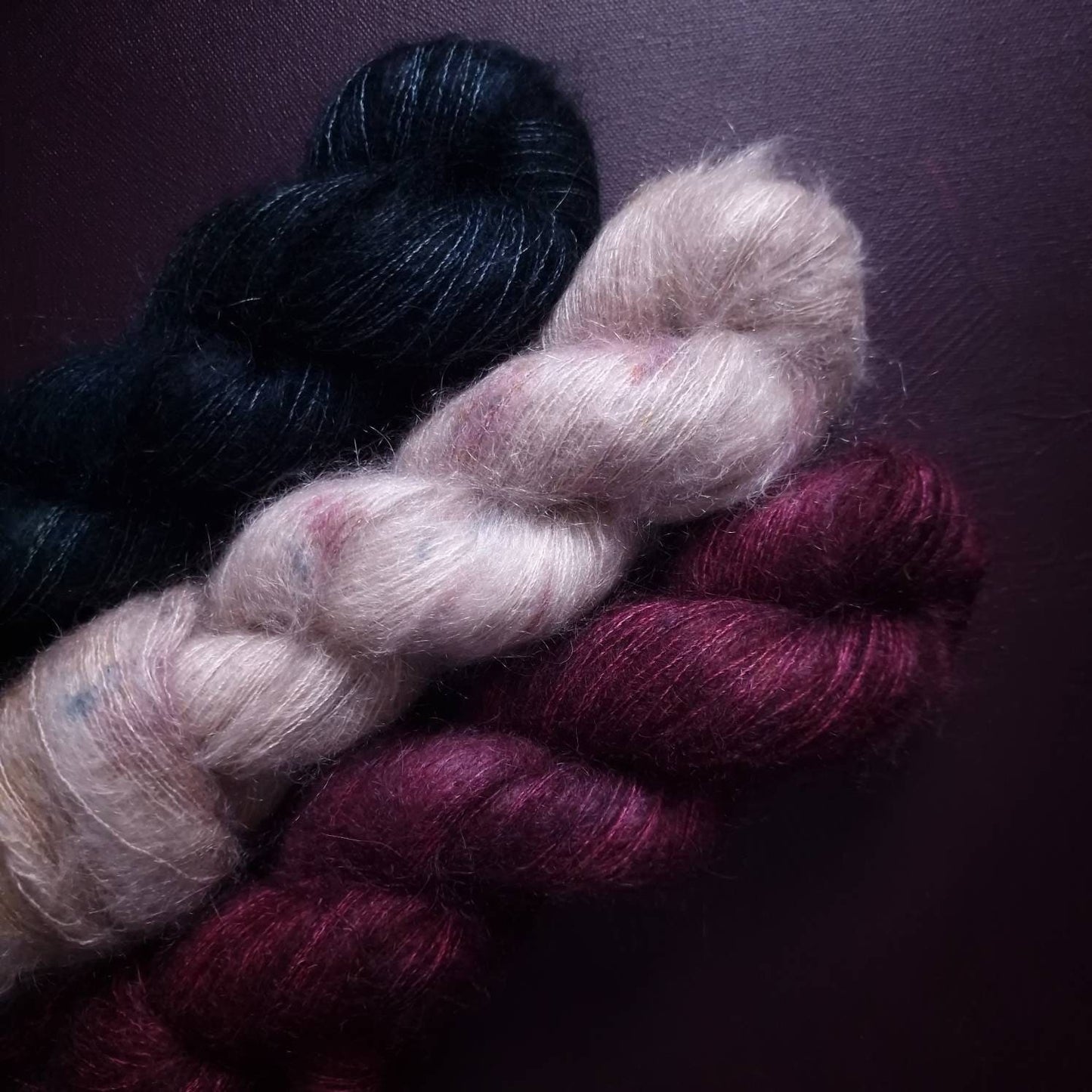 Hand dyed yarn ~ Black Cherry***Dyed to order ~ Sock, Merino Singles, DK, Aran, Mohair Silk