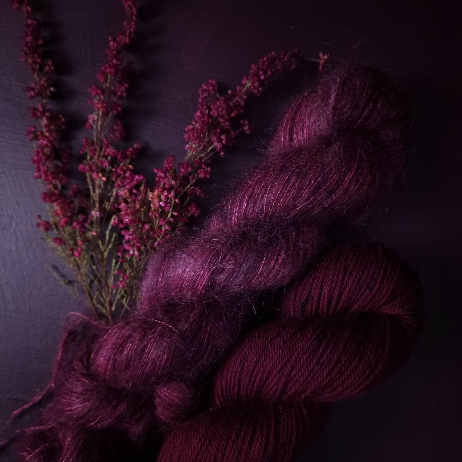 Hand dyed yarn ~ Black Cherry***Dyed to order ~ Sock, Merino Singles, DK, Aran, Mohair Silk