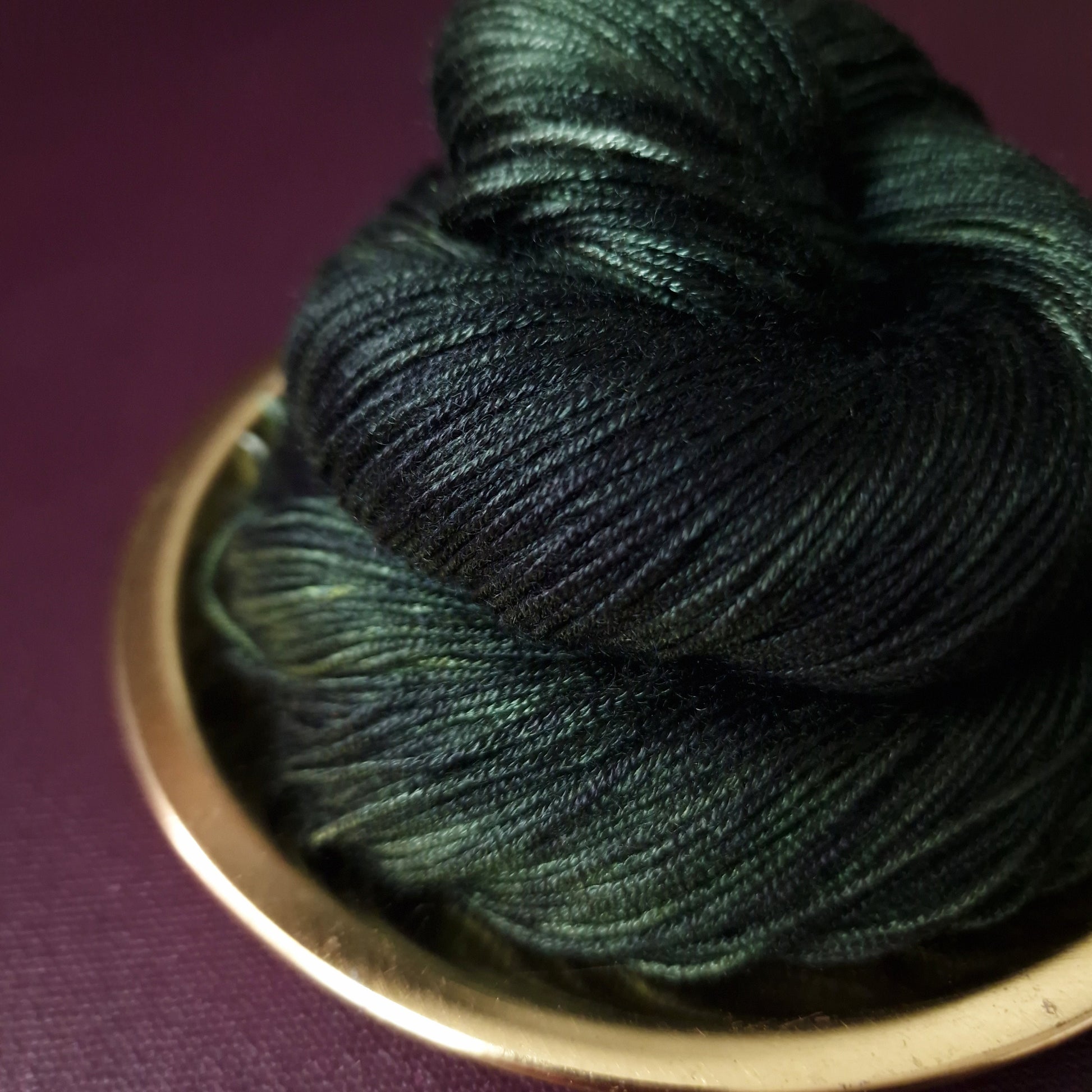 Hand dyed yarn ~ Dark Forest ***Dyed to order ~ fingering / DK weight tencel OR bamboo yarn, vegan, hand painted