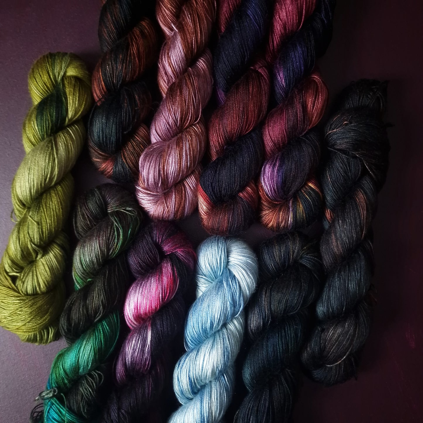 Hand dyed yarn ~ one hit wonders ~ tencel fingering, vegan, hand painted, indie dyed