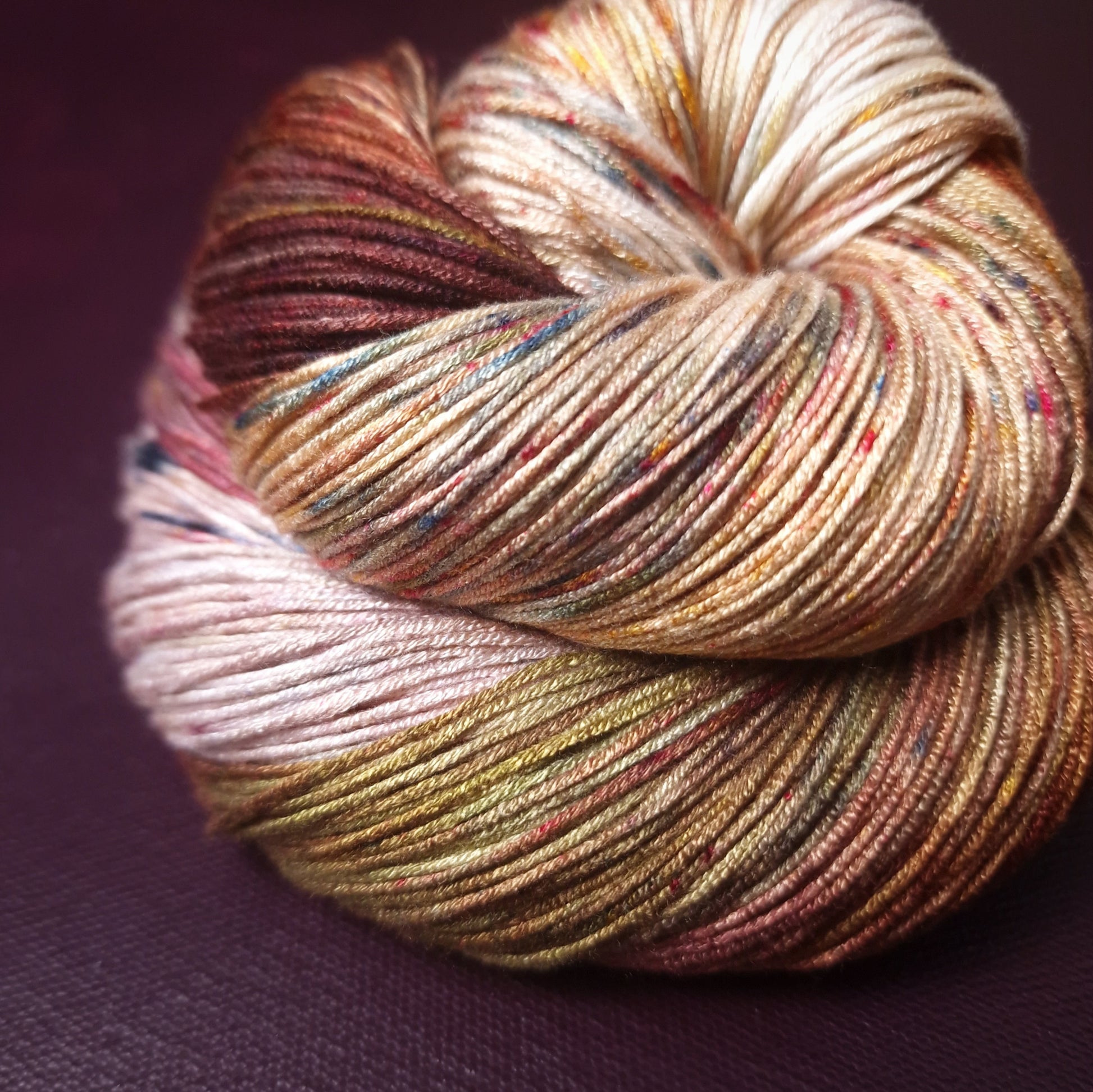Hand dyed yarn ~ Autumn's Last Kiss ***Dyed to order ~ fingering / DK weight tencel OR bamboo yarn, vegan