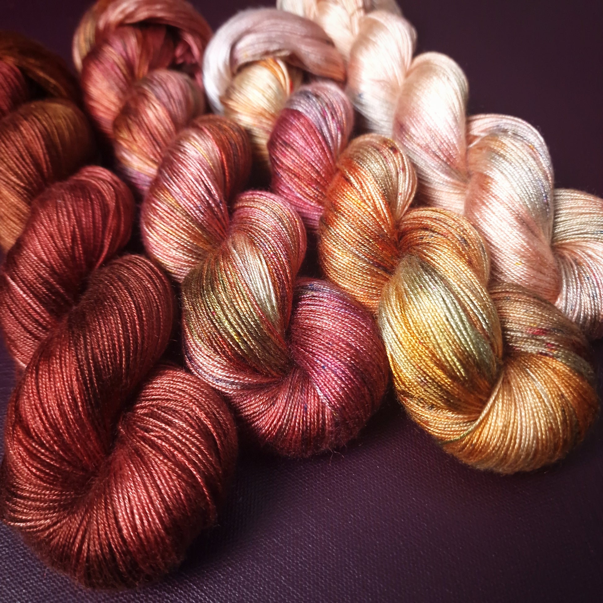 Hand dyed yarn ~ Fade Set ~ Sun Kissed ~ fingering weight tencel yarn, vegan, hand painted