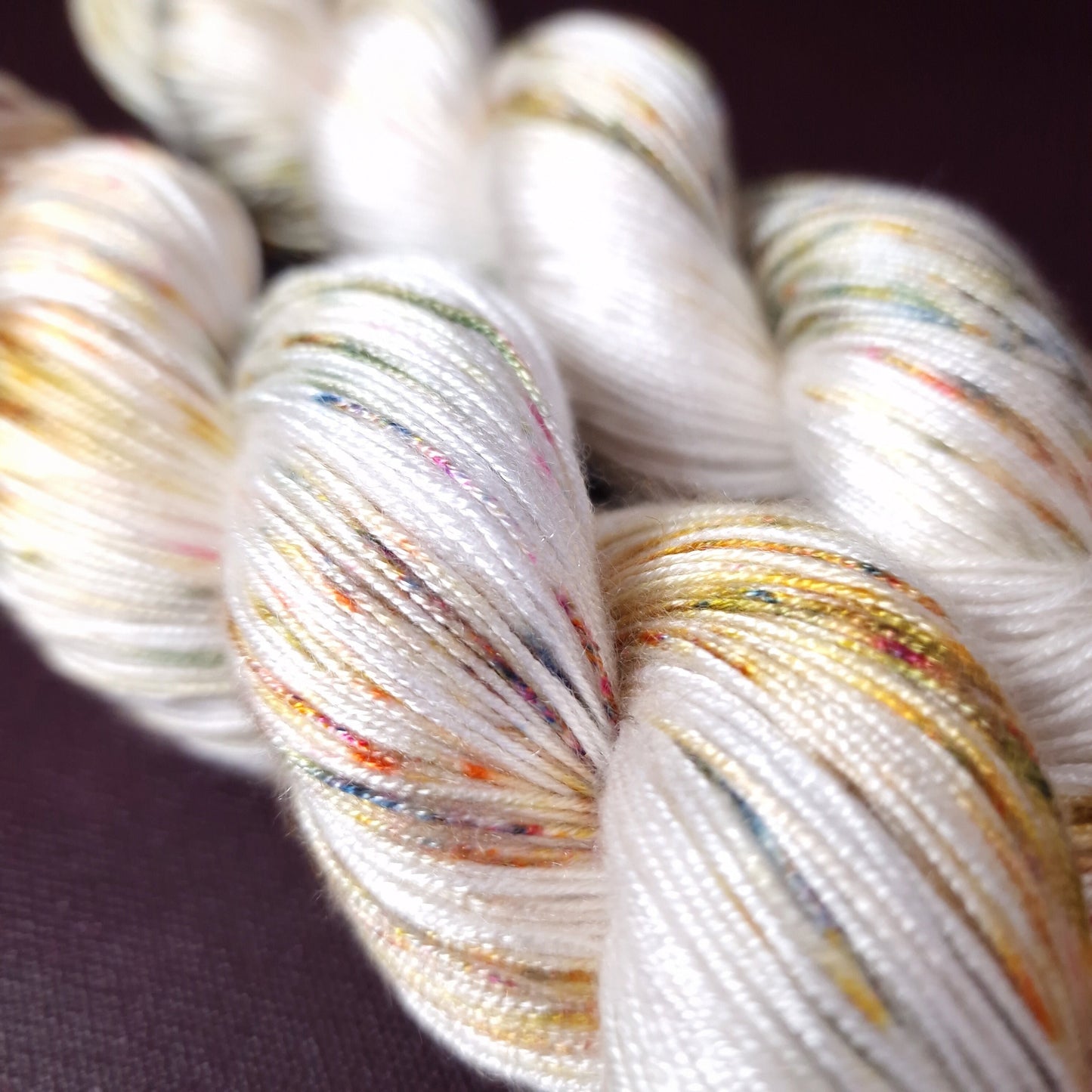 Hand dyed yarn ~ Sprinkles On The Snow *** Dyed to order ~ fingering / DK weight tencel OR bamboo yarn, vegan, hand painted