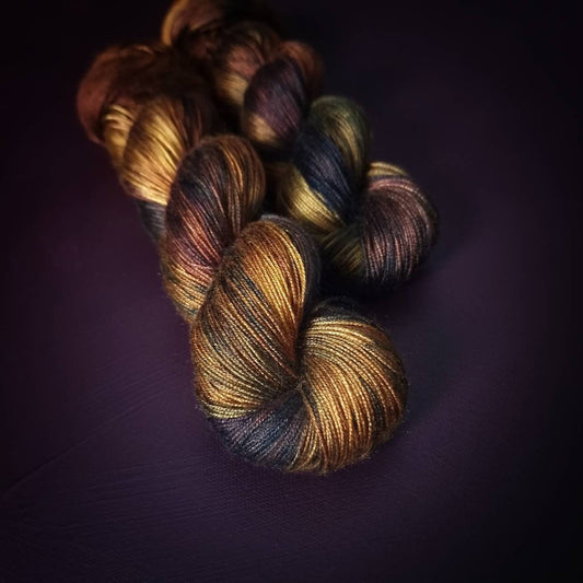 Hand dyed yarn ~ Golden Falls ***Dyed to order ~ fingering / DK weight tencel OR bamboo yarn, vegan, hand painted