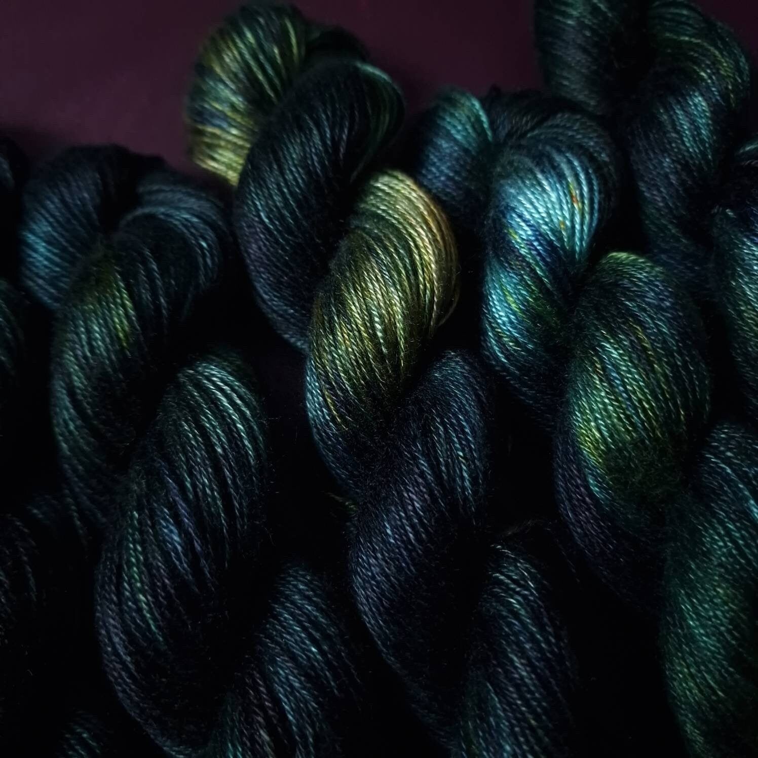 Hand dyed yarn ~ Poseidon ***Dyed to order ~ fingering / DK weight tencel OR bamboo yarn, vegan, hand painted