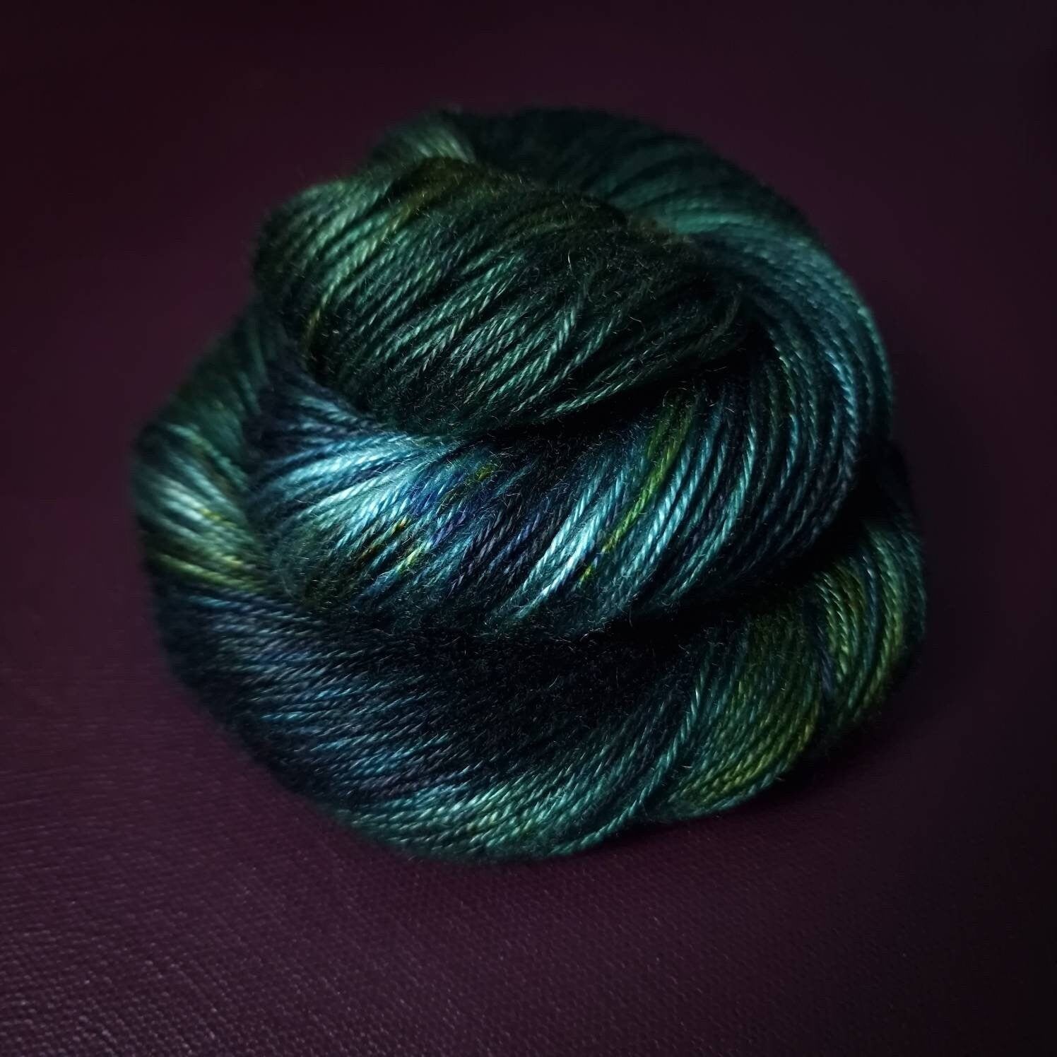 Hand dyed yarn ~ Poseidon ***Dyed to order ~ fingering / DK weight tencel OR bamboo yarn, vegan, hand painted