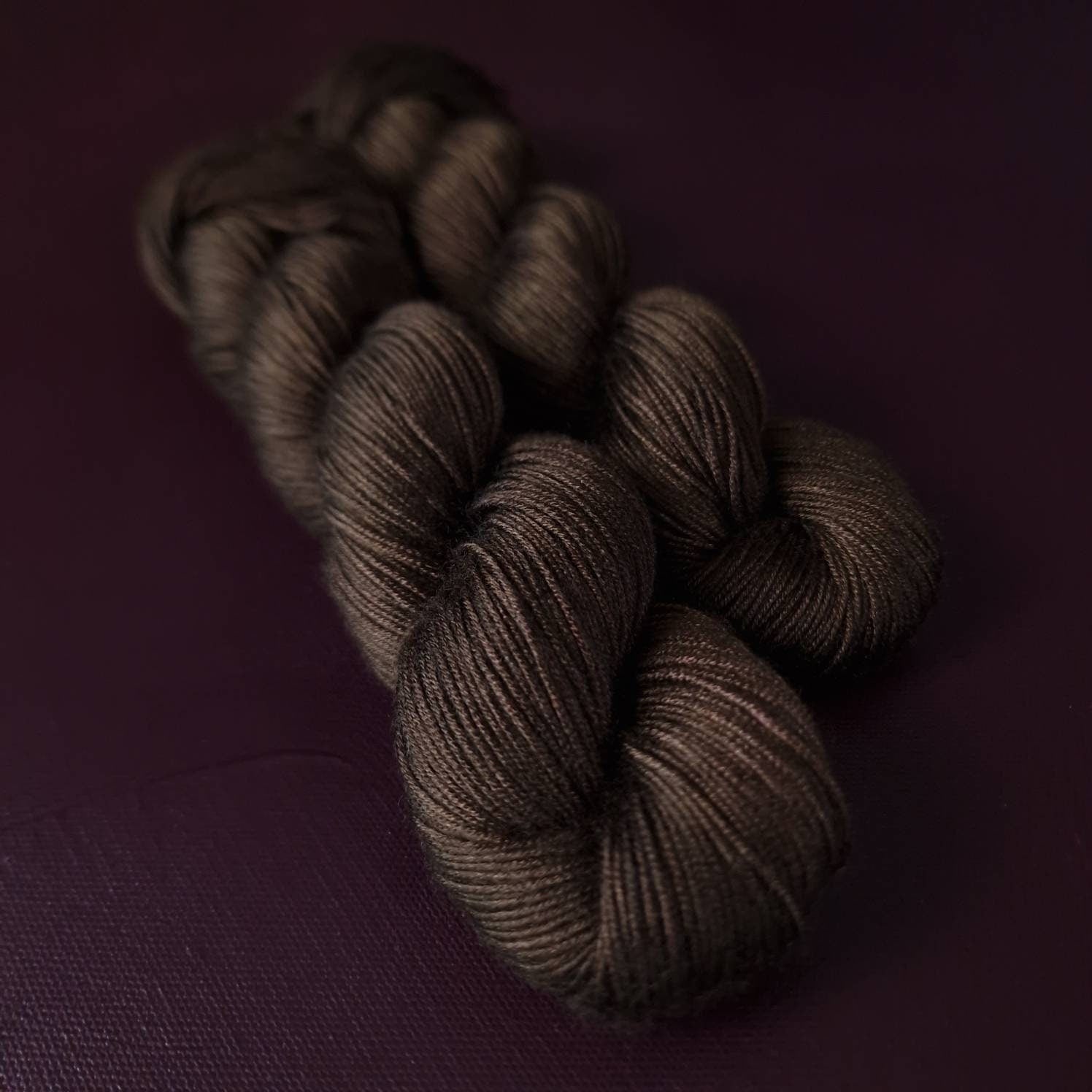 Hand dyed yarn ~ Dark Chocolate Cake***Dyed to order ~ fingering / DK weight tencel OR bamboo yarn, vegan, hand painted