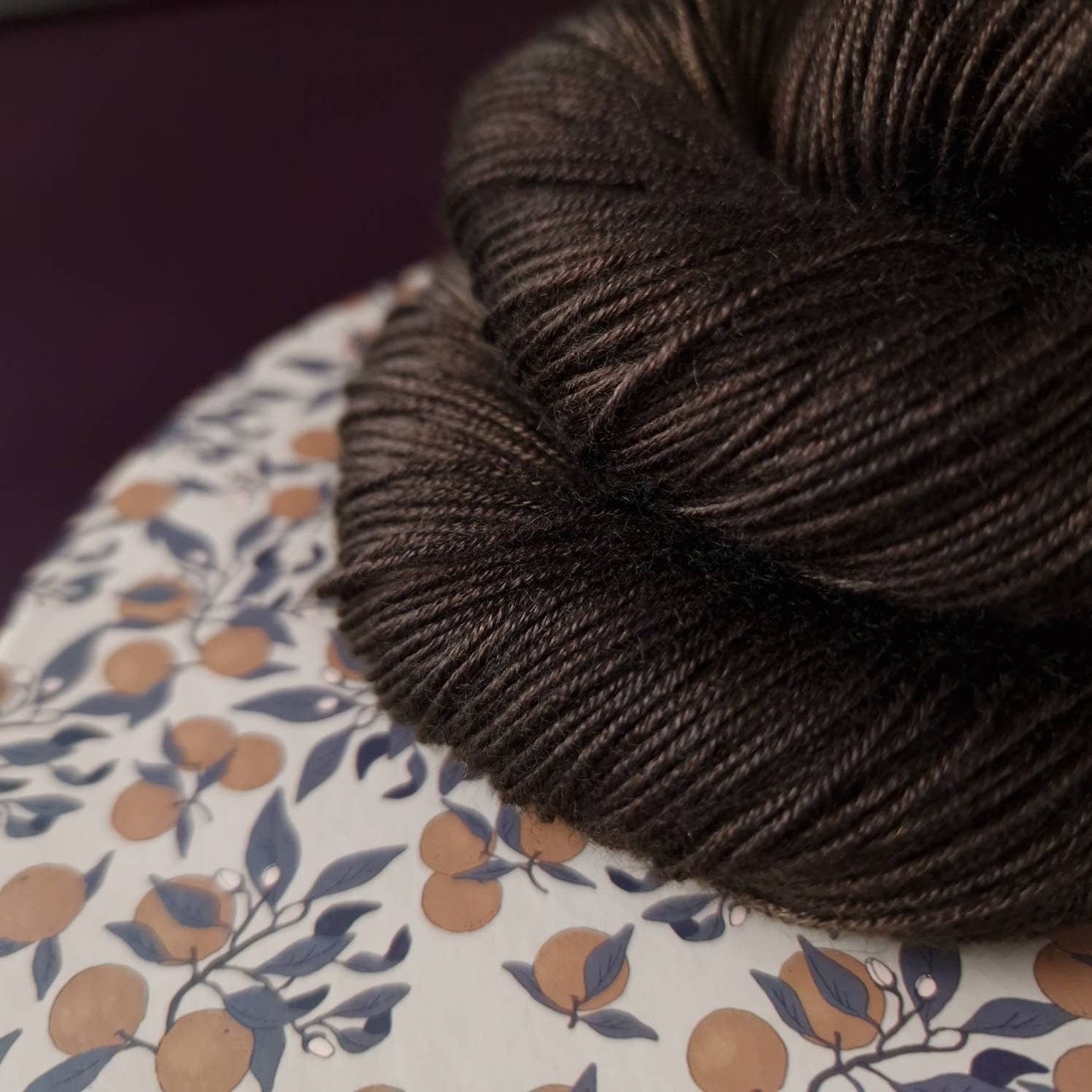 Hand dyed yarn ~ Dark Chocolate Cake***Dyed to order ~ fingering / DK weight tencel OR bamboo yarn, vegan, hand painted