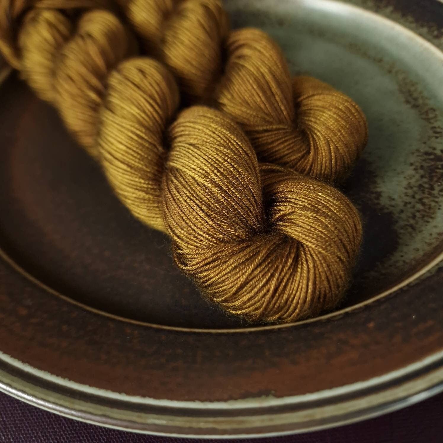 Hand dyed yarn ~ Liquid Gold ***Dyed to order ~ fingering / DK weight tencel OR bamboo yarn, vegan, hand painted