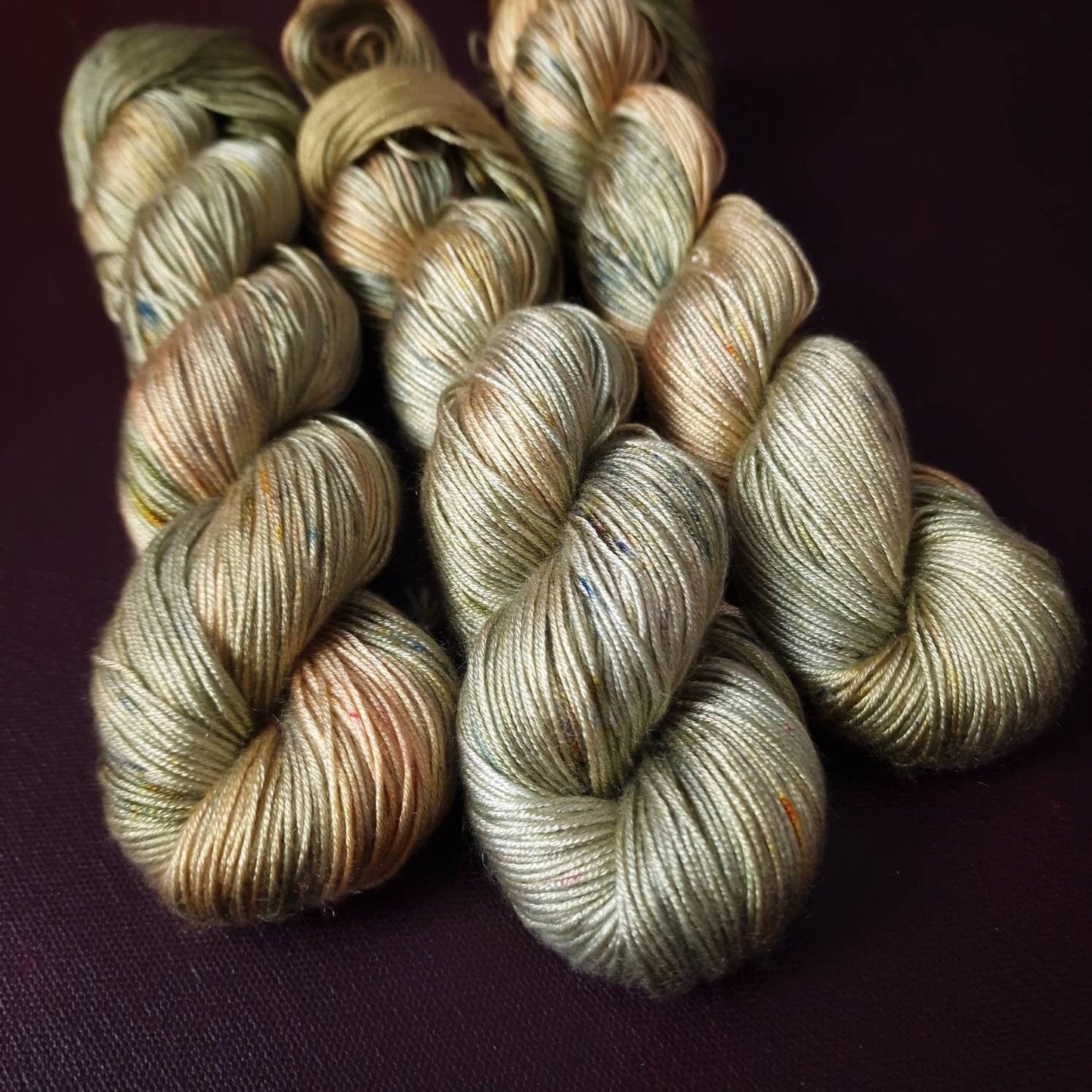 Hand dyed yarn ~ Olive Fairy***Dyed to order ~ fingering / DK weight tencel OR bamboo yarn, vegan, hand painted