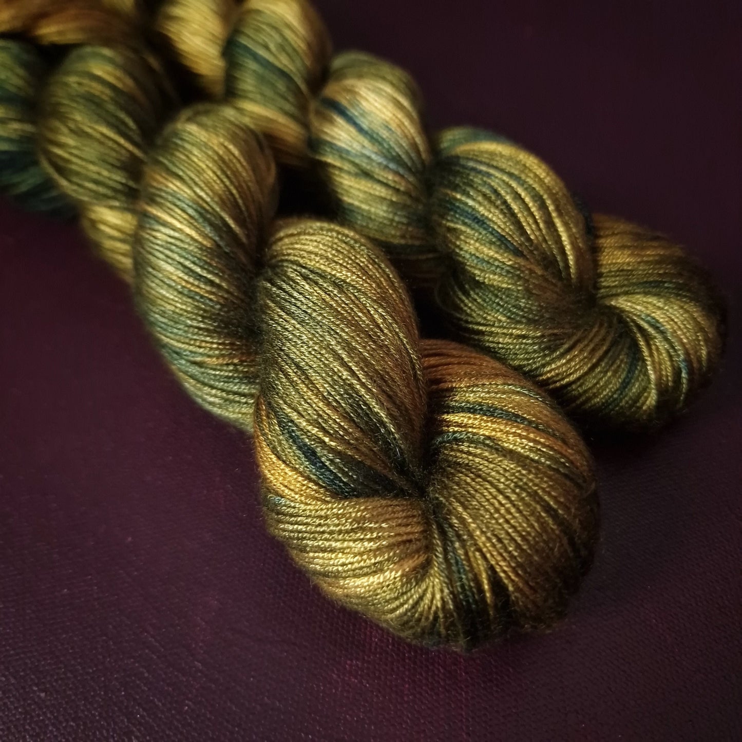 Hand dyed yarn ~ Wild Olive ***Dyed to order ~ fingering / DK weight tencel OR bamboo yarn, vegan, hand painted