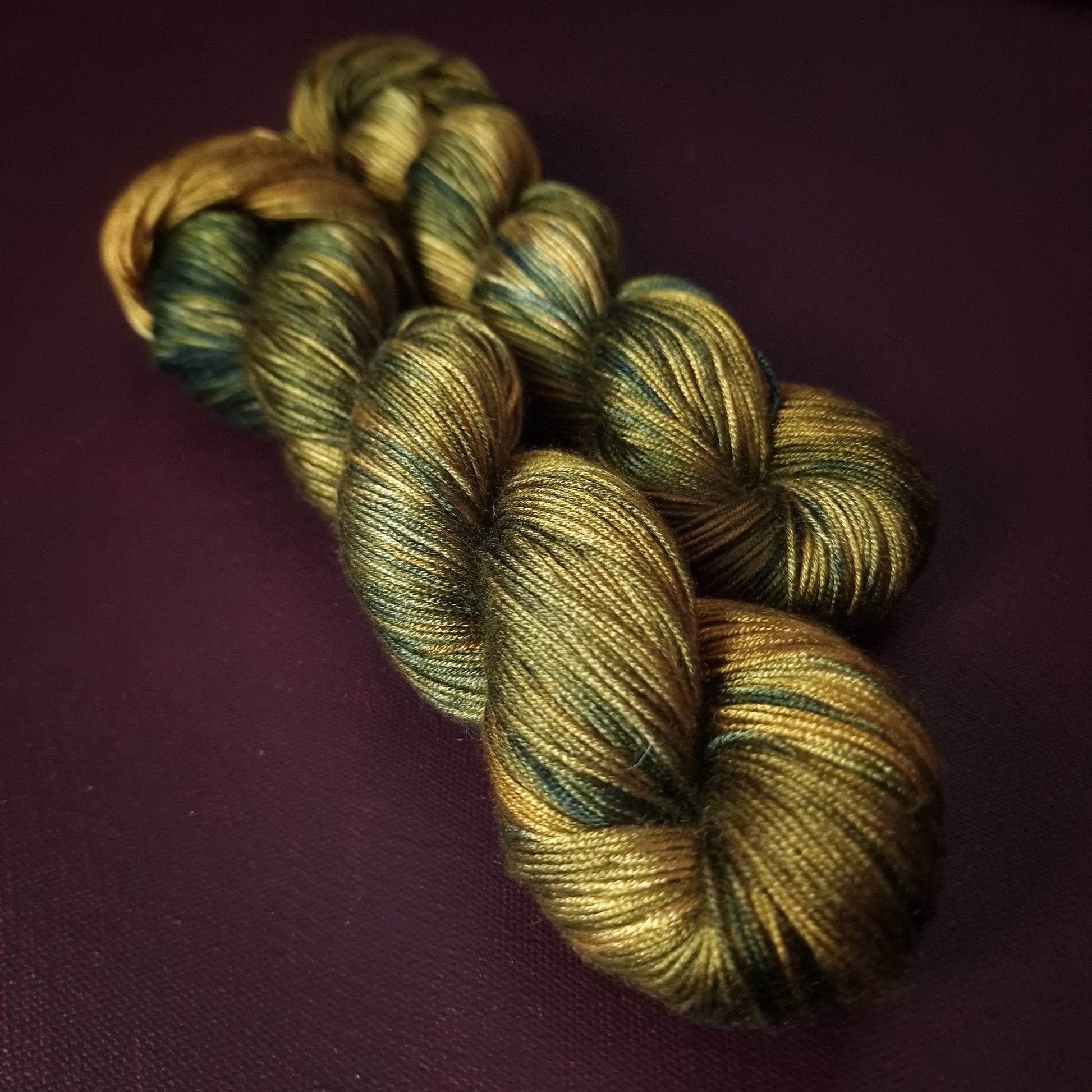 Hand dyed yarn ~ Wild Olive ***Dyed to order ~ fingering / DK weight tencel OR bamboo yarn, vegan, hand painted