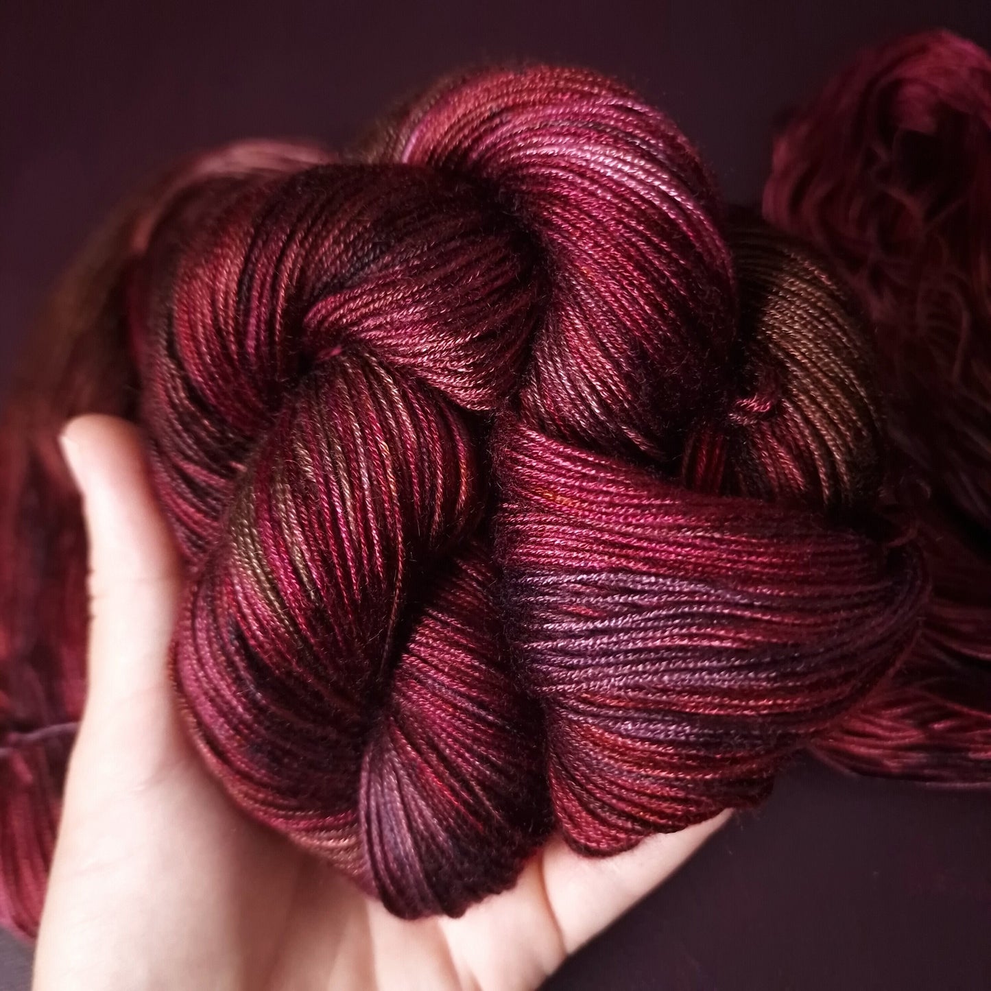 Hand dyed yarn ~ Hibiscus Tea ***Dyed to order ~ fingering / DK weight tencel OR bamboo yarn, vegan, hand painted