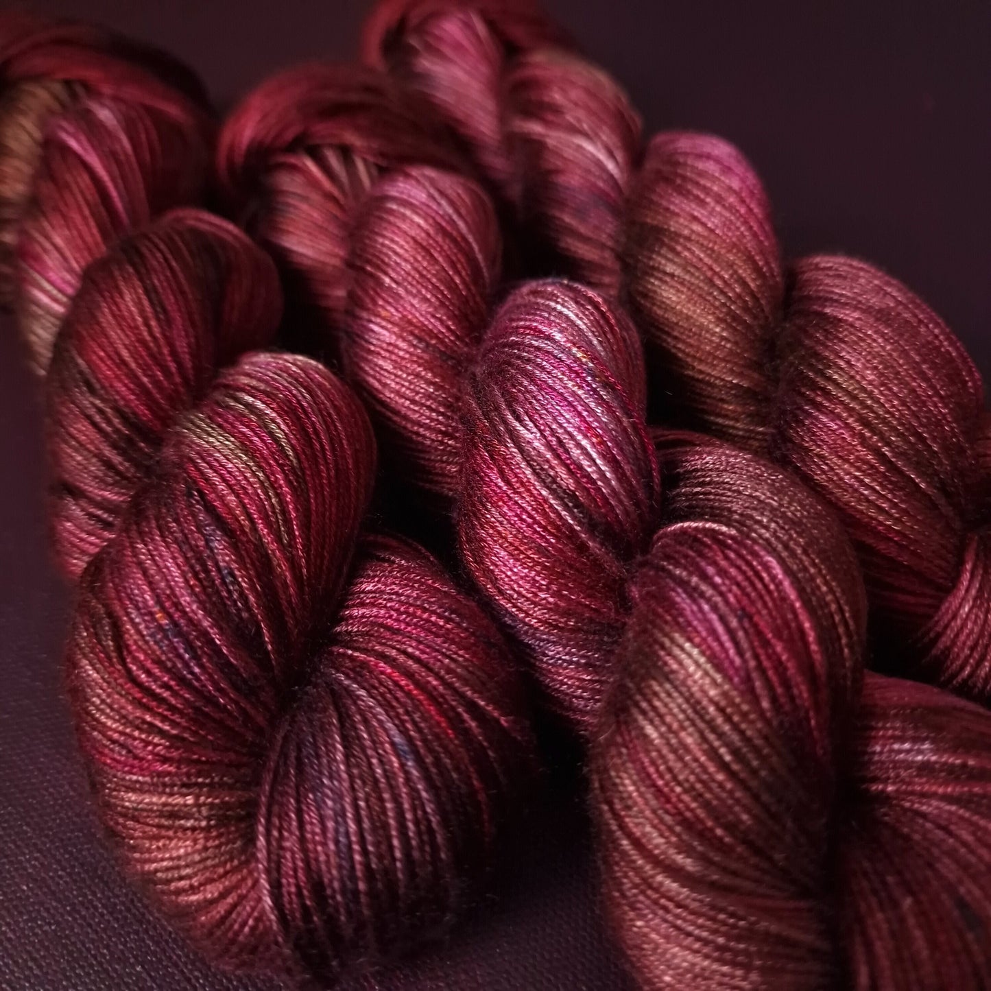 Hand dyed yarn ~ Hibiscus Tea ***Dyed to order ~ fingering / DK weight tencel OR bamboo yarn, vegan, hand painted