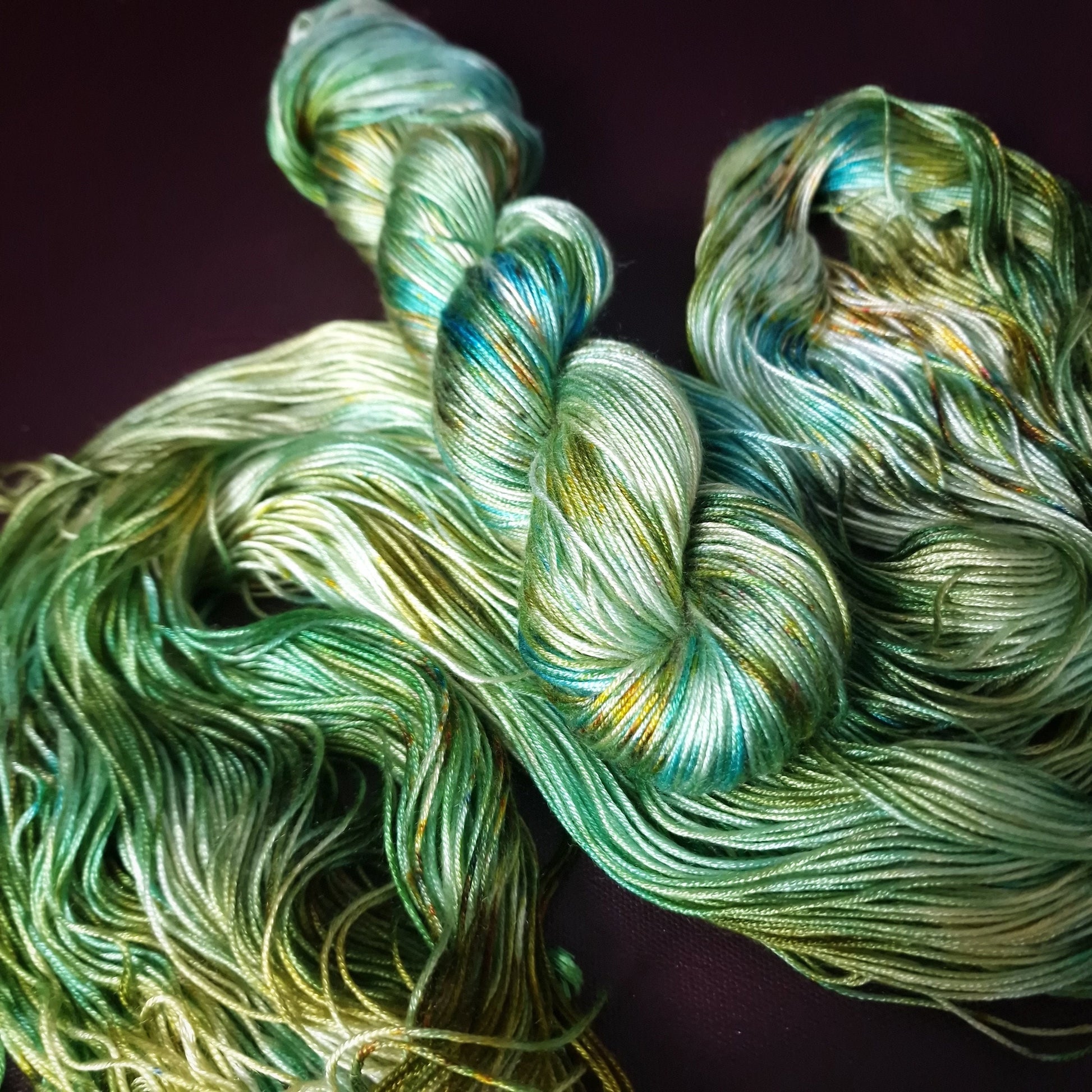 Hand dyed yarn ~ Kaleidoscope Beach***Dyed to order ~ fingering / DK weight tencel OR bamboo yarn, vegan, hand painted