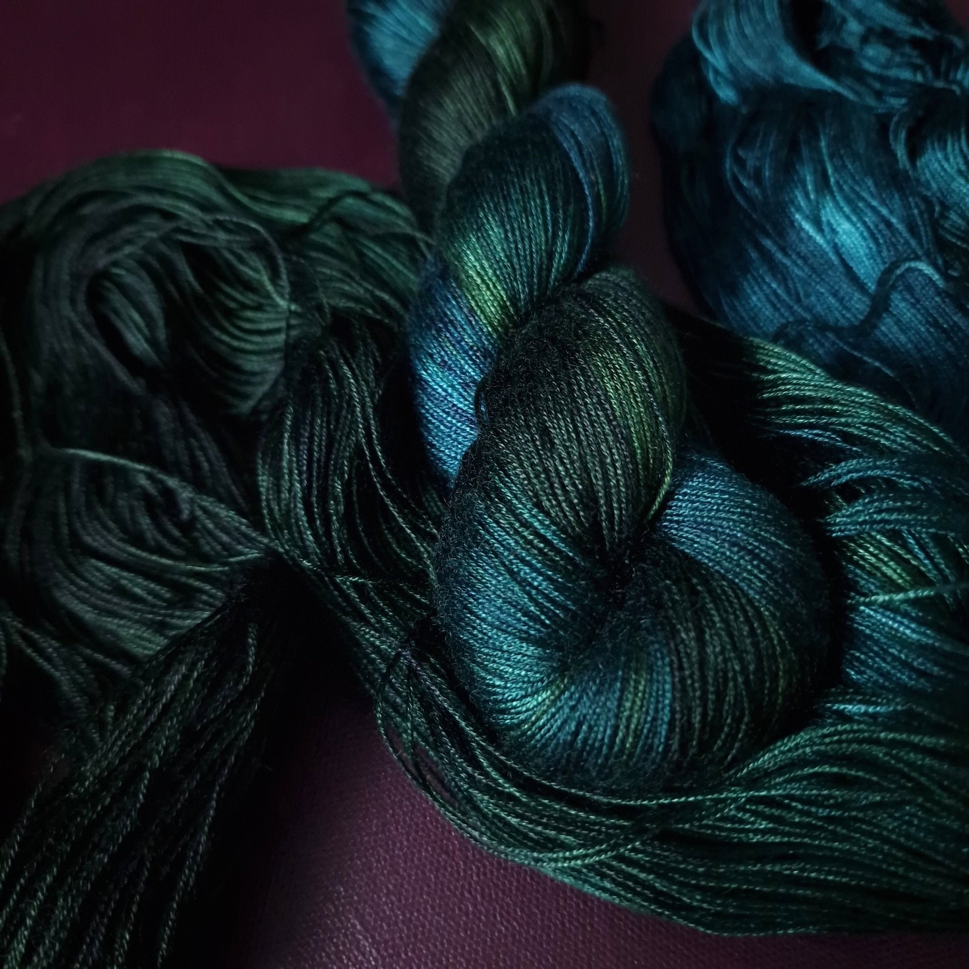 Hand dyed yarn ~ Midnight Sea***Dyed to order ~ fingering / DK weight tencel OR bamboo yarn, vegan, hand painted